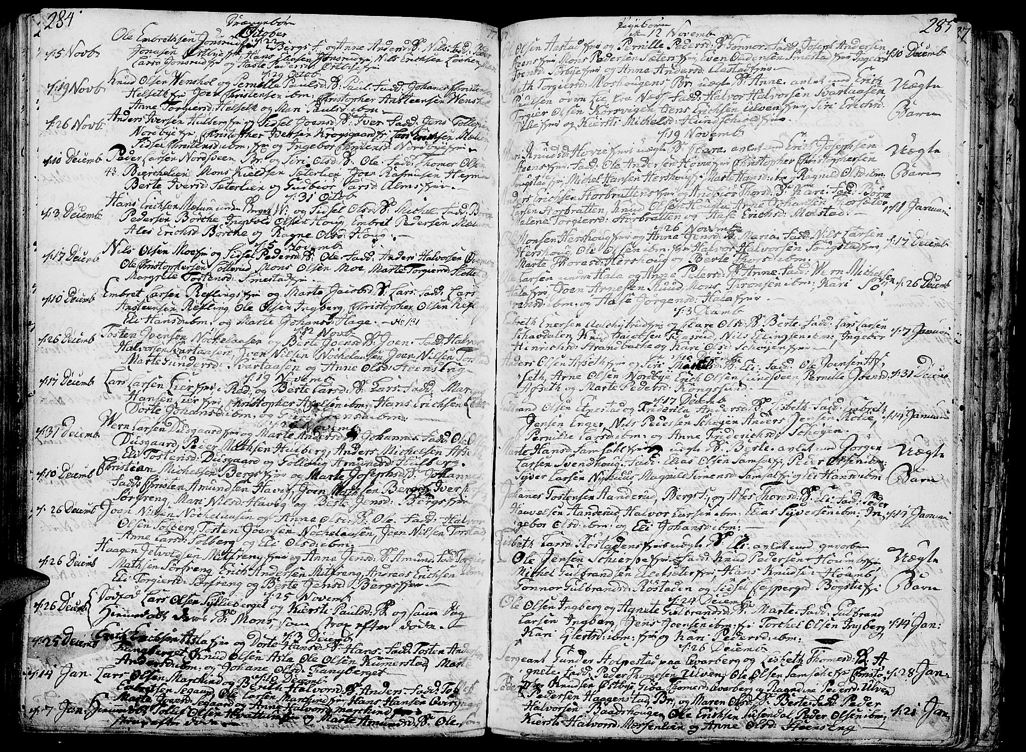 Ringsaker prestekontor, SAH/PREST-014/K/Ka/L0003: Parish register (official) no. 3, 1775-1798, p. 284-285