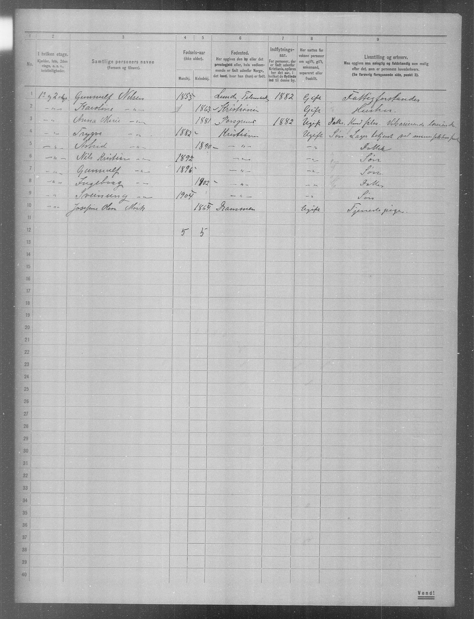 OBA, Municipal Census 1904 for Kristiania, 1904, p. 639