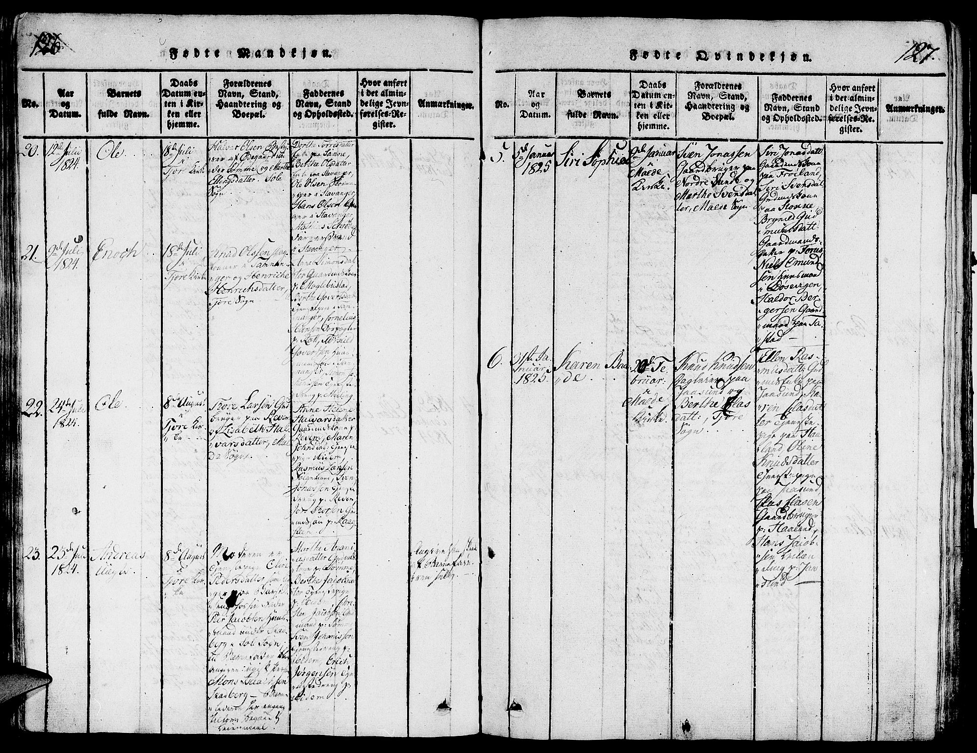 Håland sokneprestkontor, AV/SAST-A-101802/001/30BA/L0004: Parish register (official) no. A 4, 1815-1829, p. 126-127