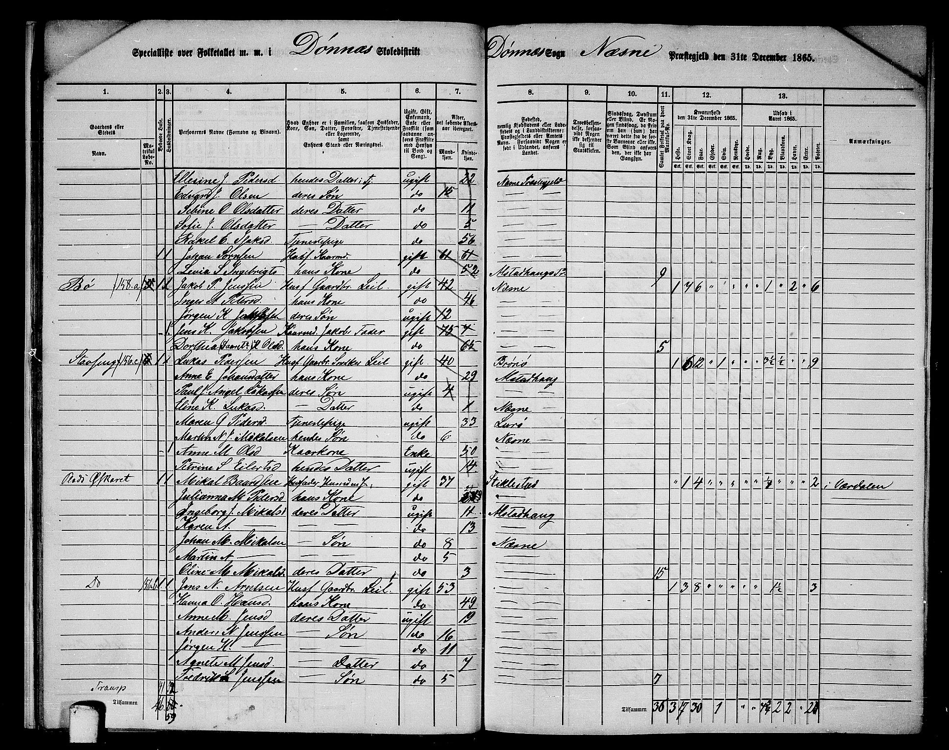 RA, 1865 census for Nesna, 1865, p. 22