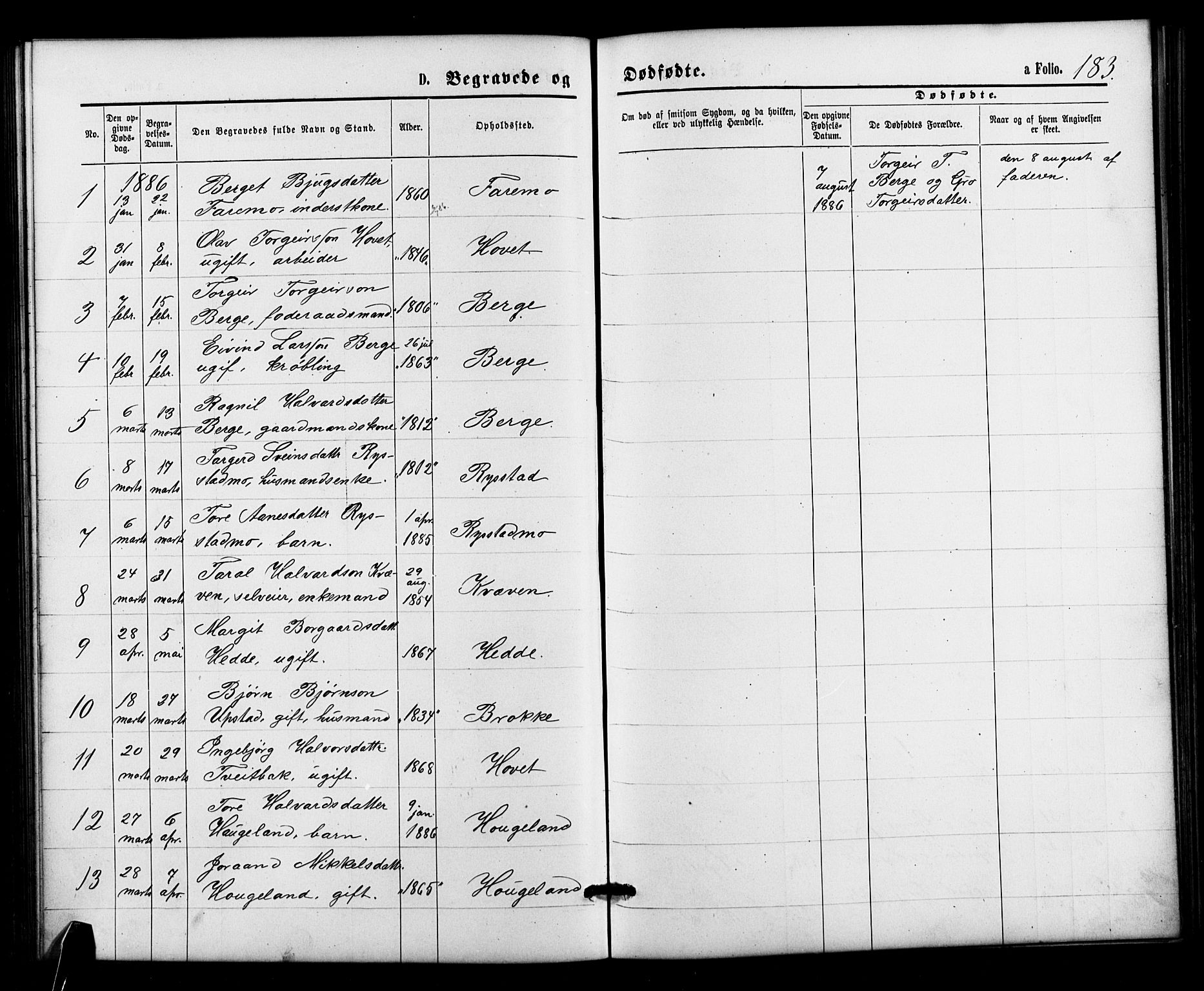 Valle sokneprestkontor, SAK/1111-0044/F/Fb/Fbb/L0002: Parish register (copy) no. B 2, 1875-1921, p. 183