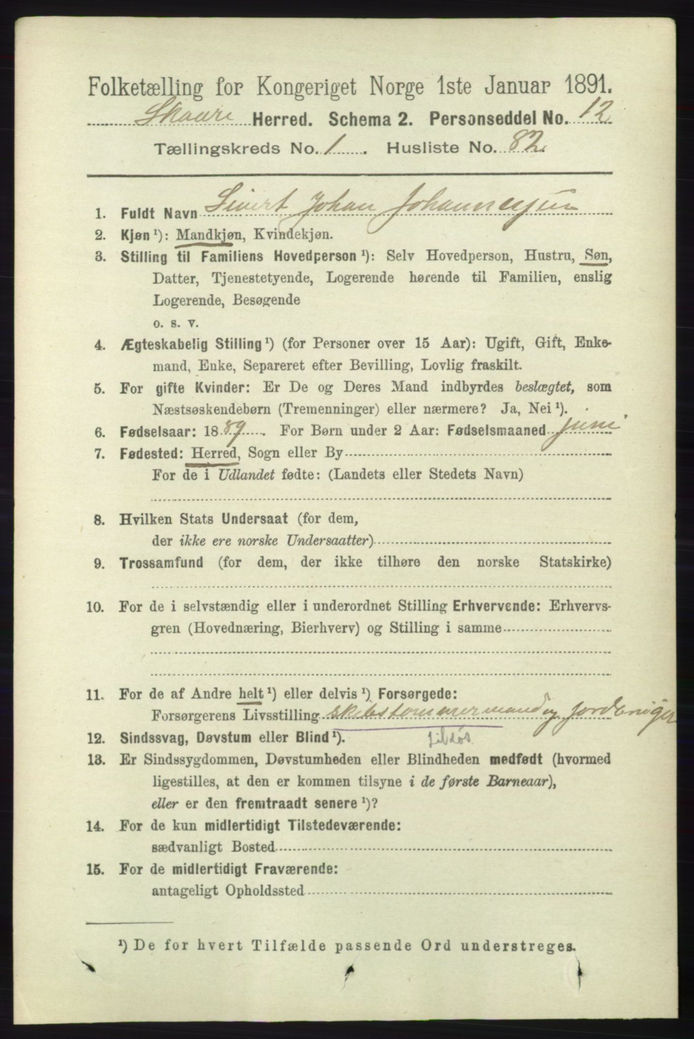 RA, 1891 census for 1153 Skåre, 1891, p. 682