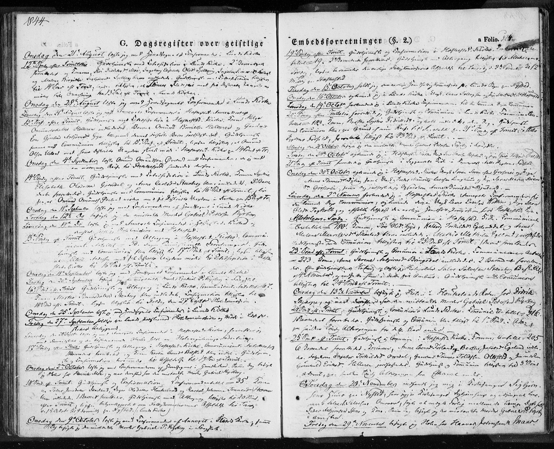 Lund sokneprestkontor, SAST/A-101809/S06/L0008: Parish register (official) no. A 7.2, 1833-1854, p. 524