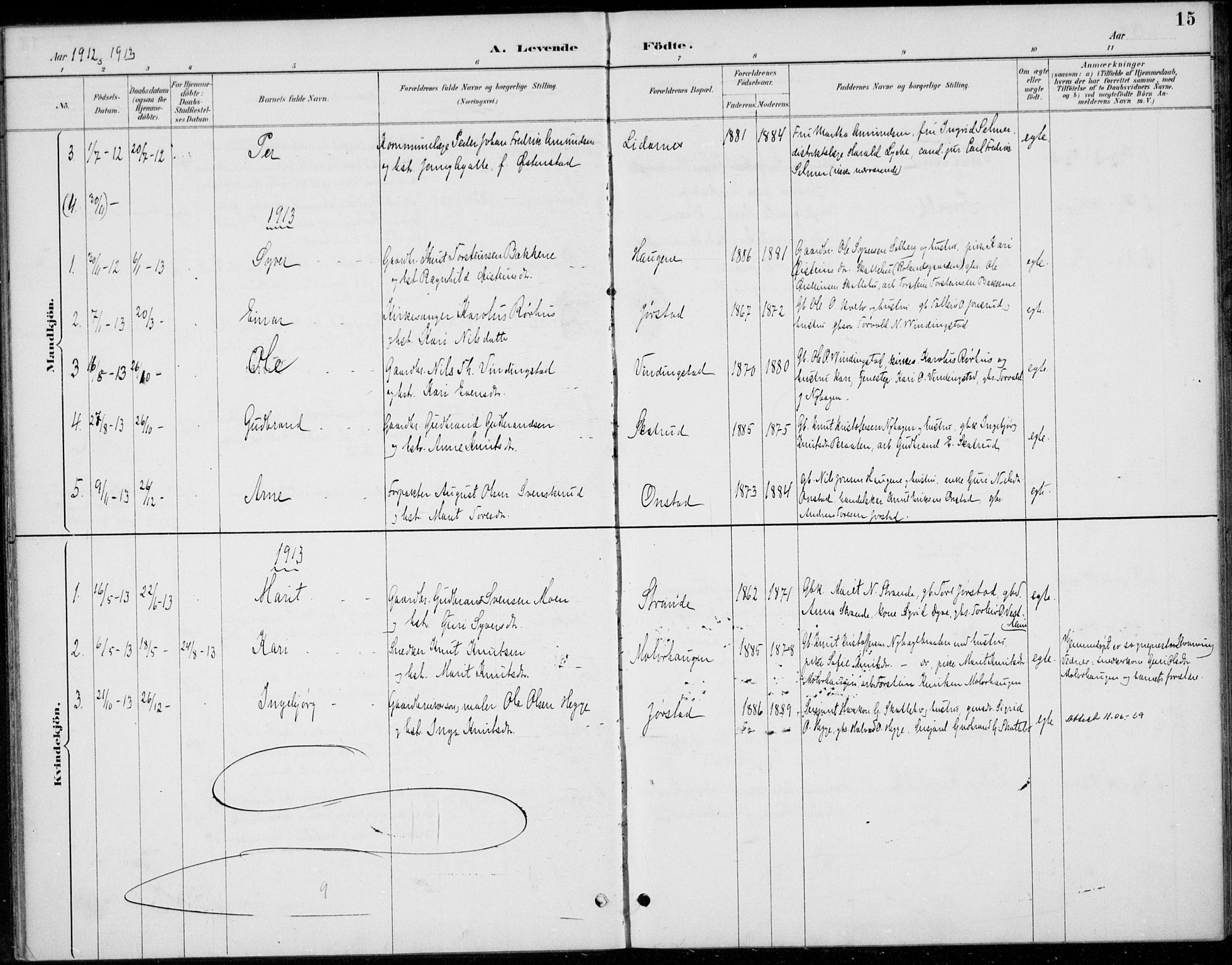 Øystre Slidre prestekontor, AV/SAH-PREST-138/H/Ha/Haa/L0005: Parish register (official) no. 5, 1887-1916, p. 15