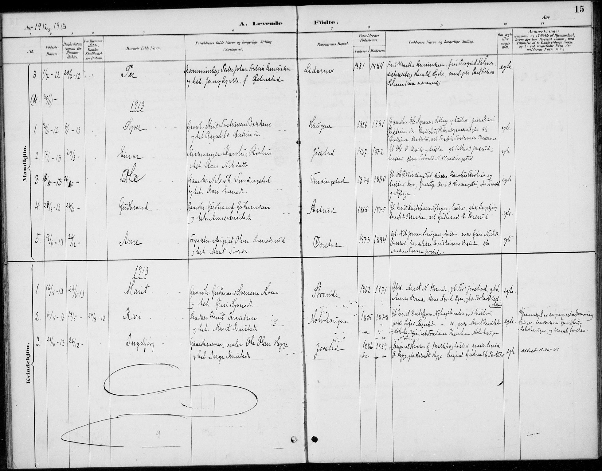 Øystre Slidre prestekontor, SAH/PREST-138/H/Ha/Haa/L0005: Parish register (official) no. 5, 1887-1916, p. 15