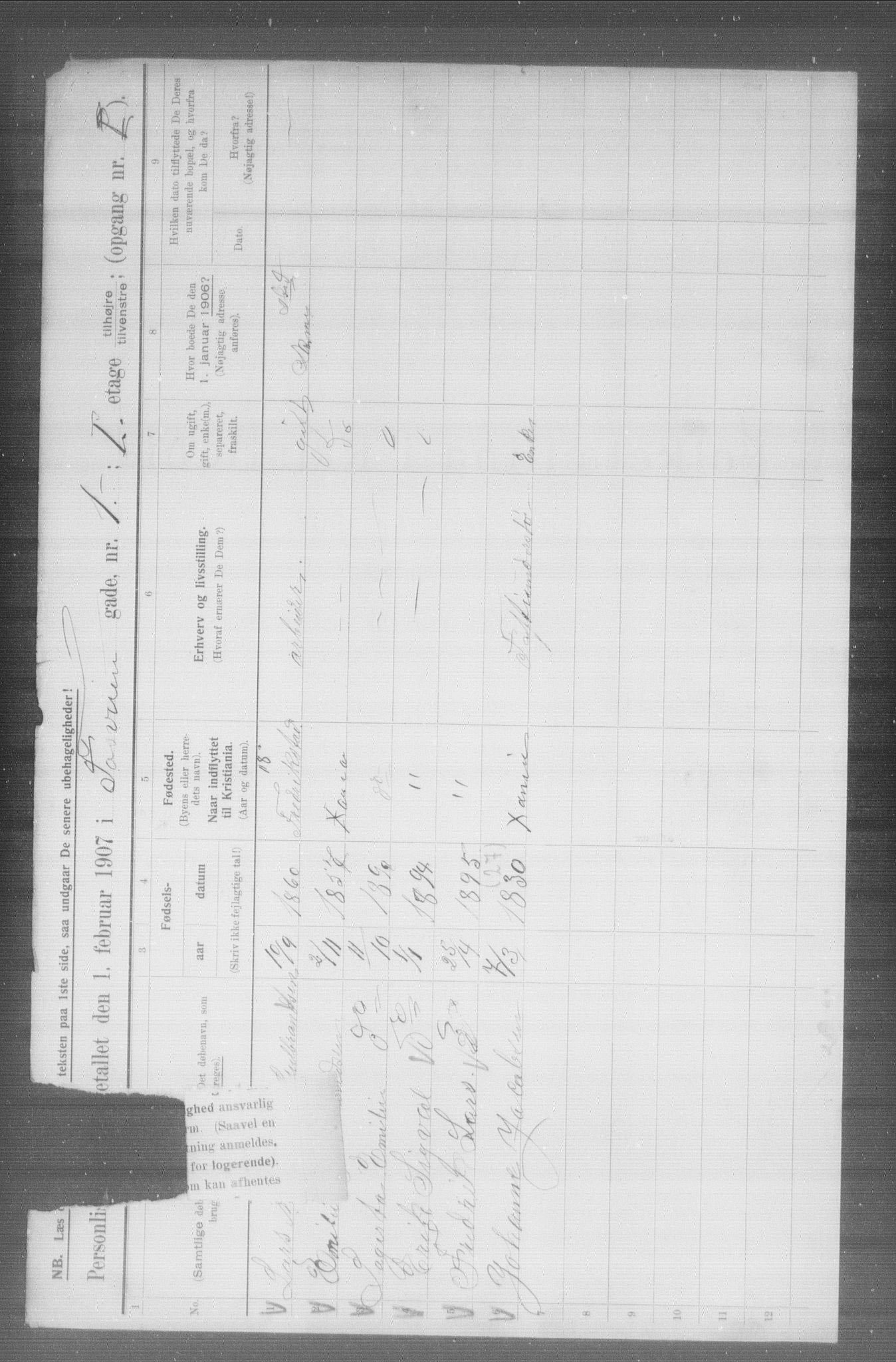 OBA, Municipal Census 1907 for Kristiania, 1907, p. 12551