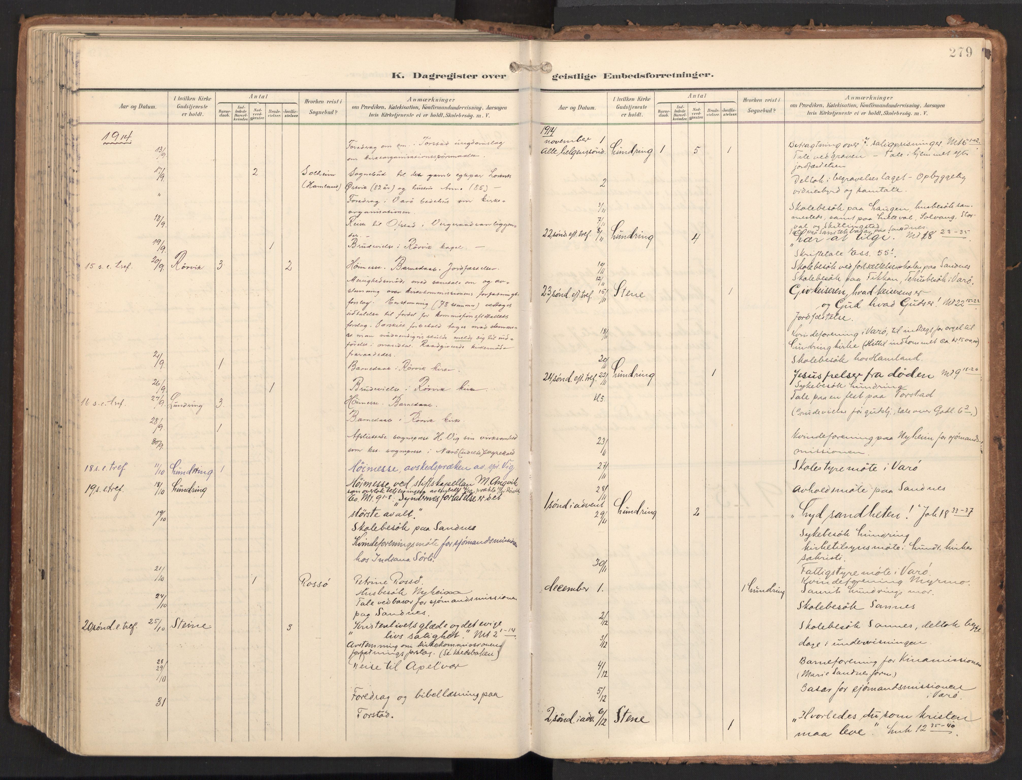 Ministerialprotokoller, klokkerbøker og fødselsregistre - Nord-Trøndelag, SAT/A-1458/784/L0677: Parish register (official) no. 784A12, 1900-1920, p. 279