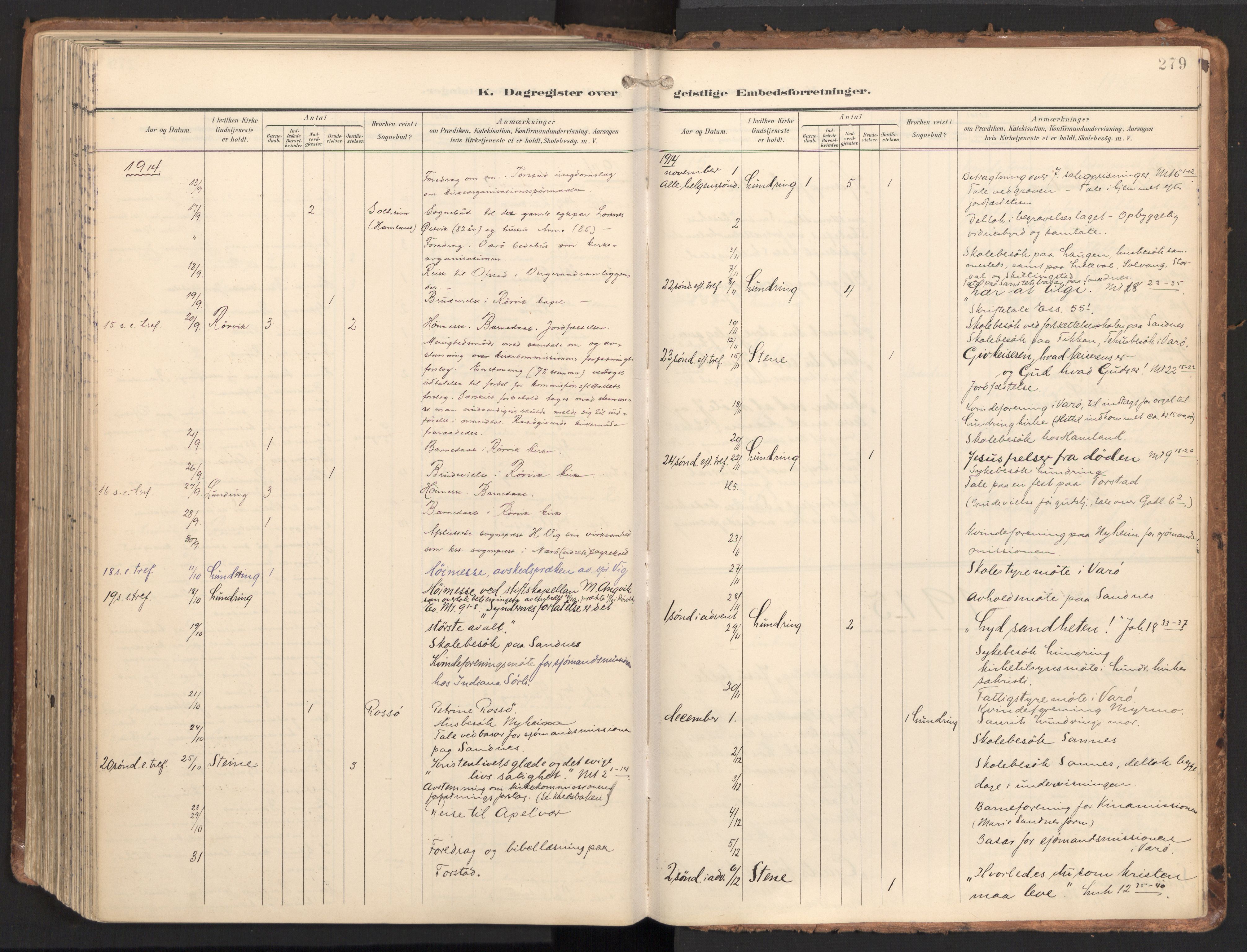 Ministerialprotokoller, klokkerbøker og fødselsregistre - Nord-Trøndelag, AV/SAT-A-1458/784/L0677: Parish register (official) no. 784A12, 1900-1920, p. 279