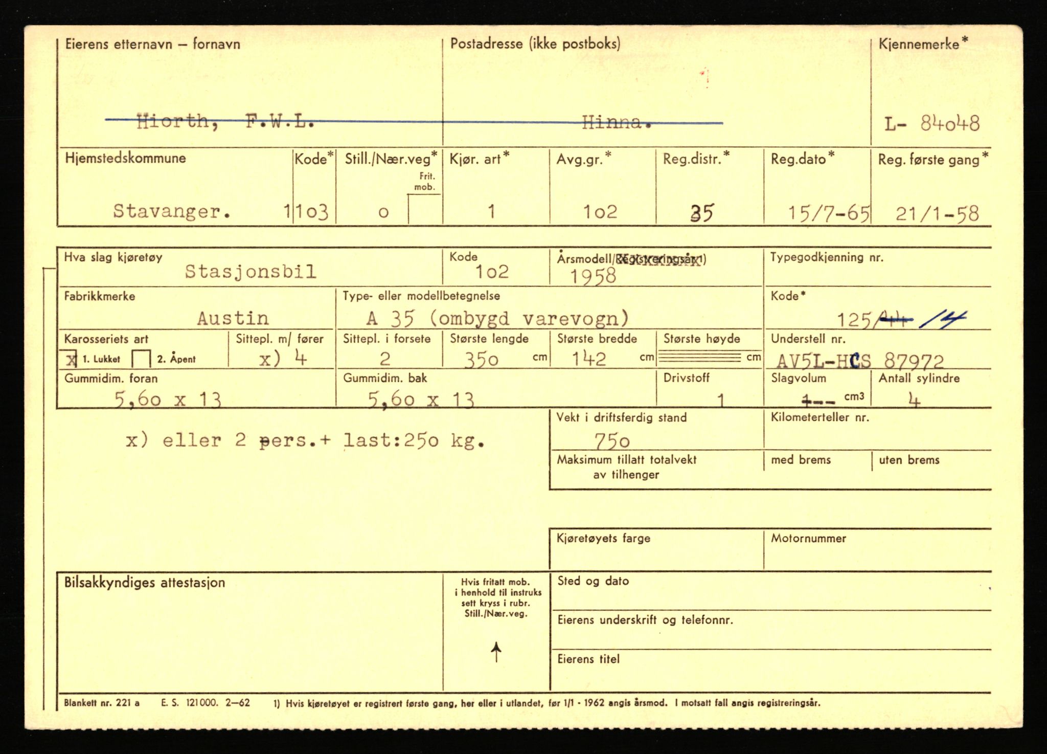 Stavanger trafikkstasjon, AV/SAST-A-101942/0/F/L0072: L-82200 - L-84099, 1930-1971, p. 2123