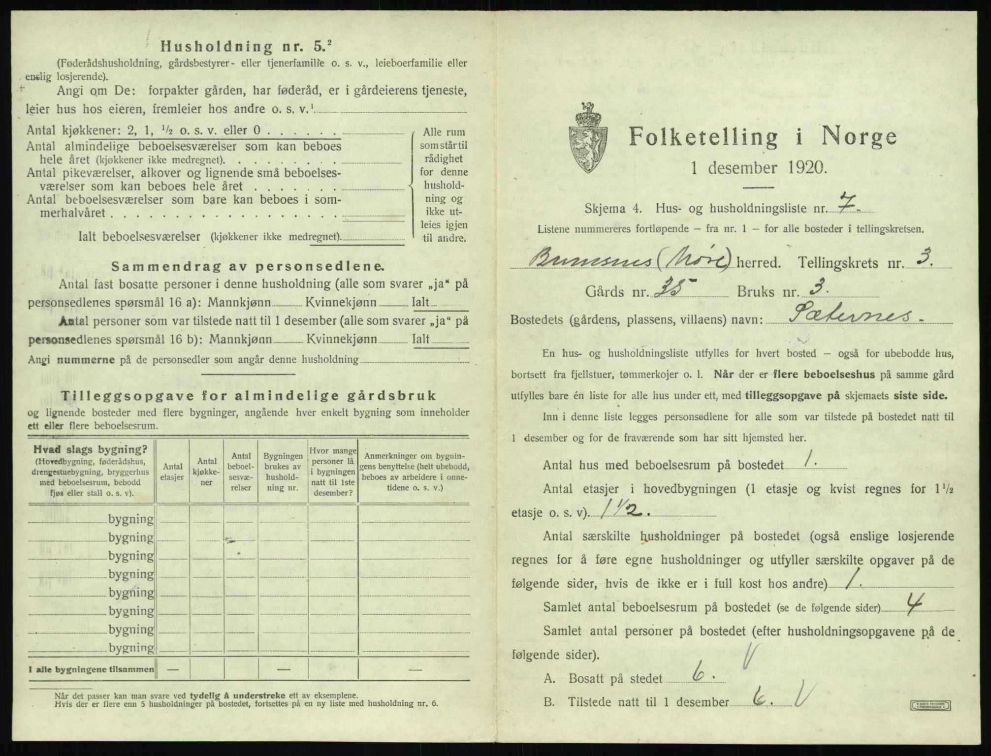 SAT, 1920 census for Bremsnes, 1920, p. 345