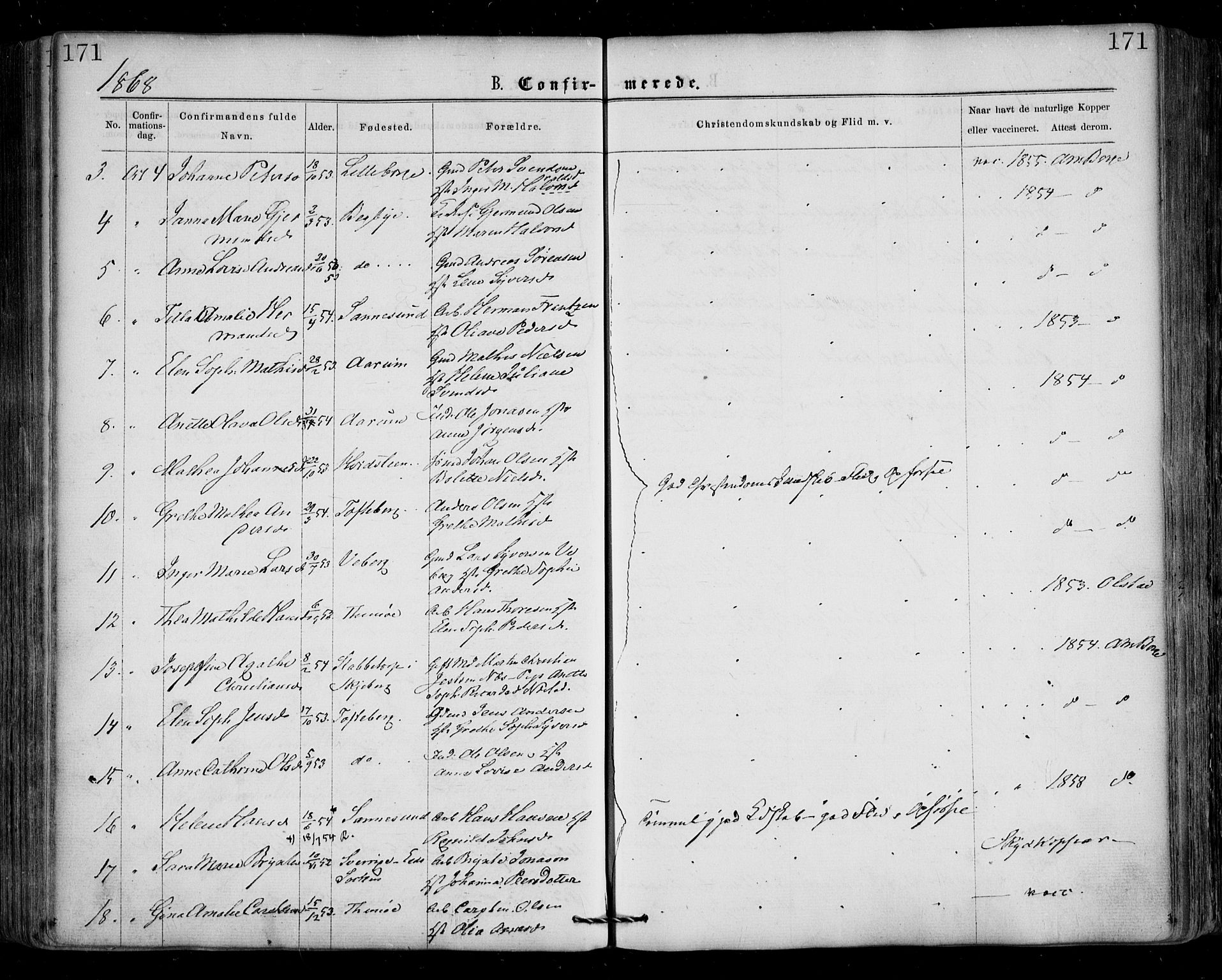 Borge prestekontor Kirkebøker, SAO/A-10903/F/Fa/L0006: Parish register (official) no. I 6, 1861-1874, p. 171