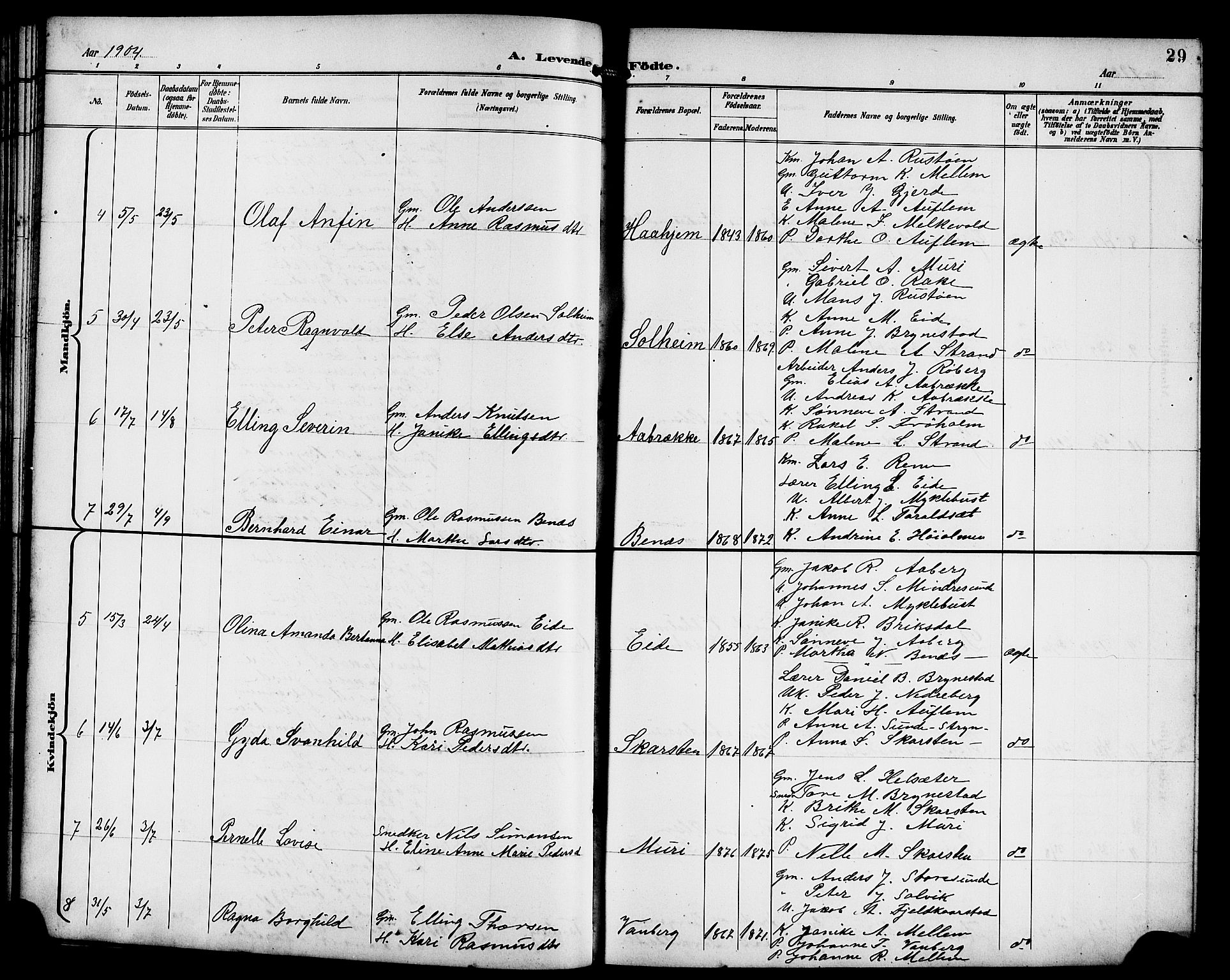 Innvik sokneprestembete, AV/SAB-A-80501: Parish register (copy) no. B 4, 1898-1916, p. 29