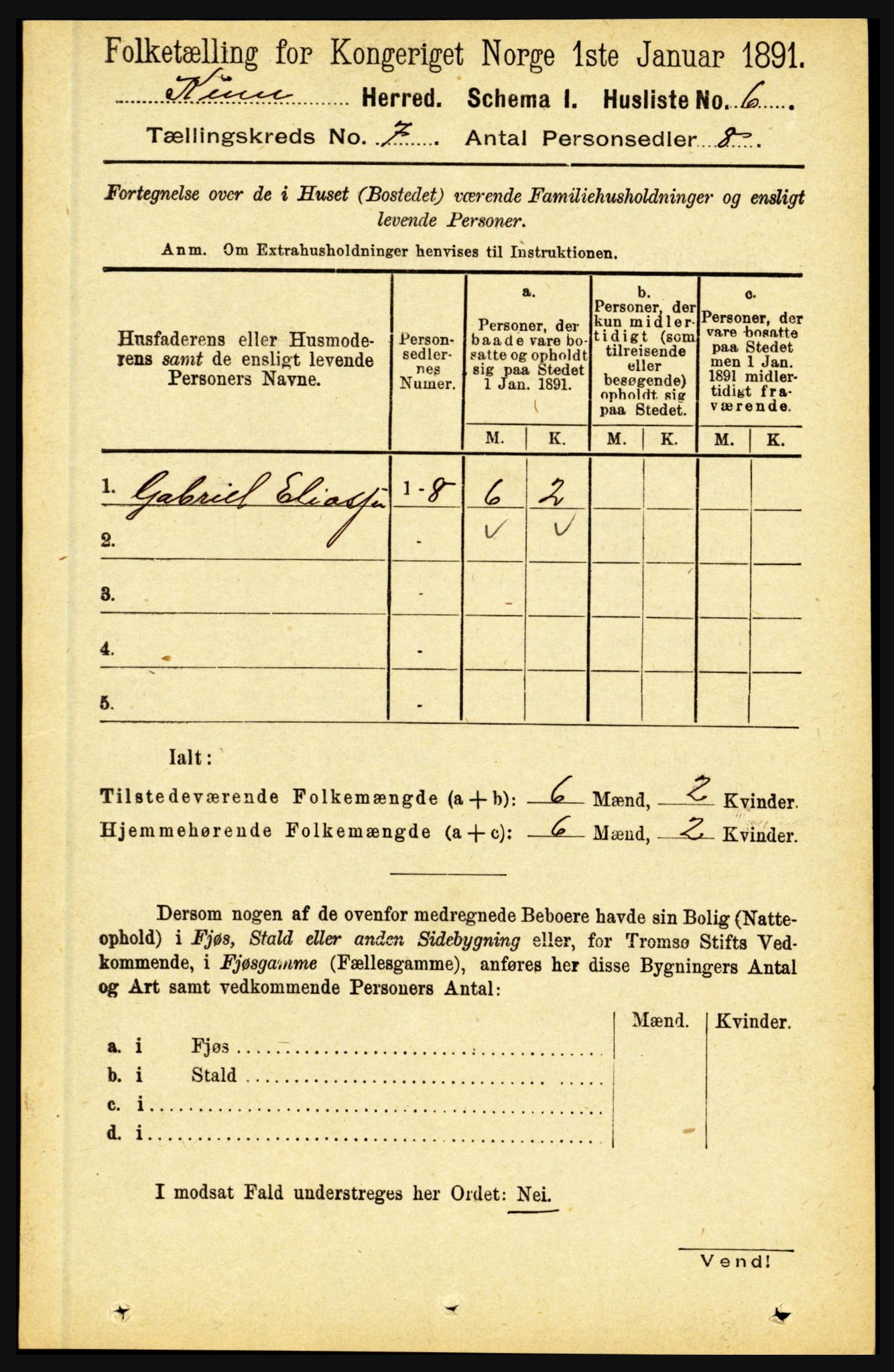 RA, 1891 census for 1437 Kinn, 1891, p. 2620