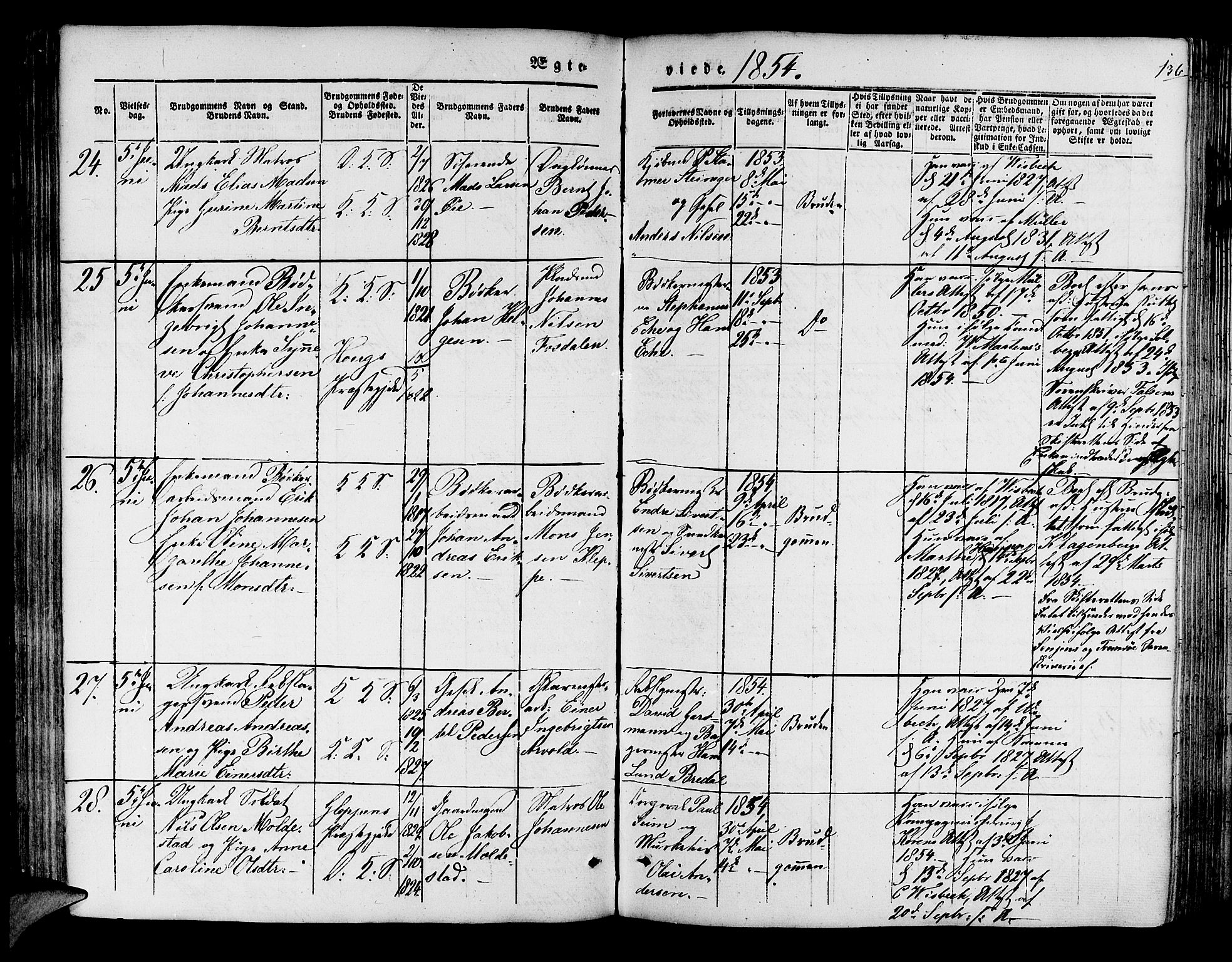 Korskirken sokneprestembete, AV/SAB-A-76101/H/Hab: Parish register (copy) no. D 1, 1840-1867, p. 136