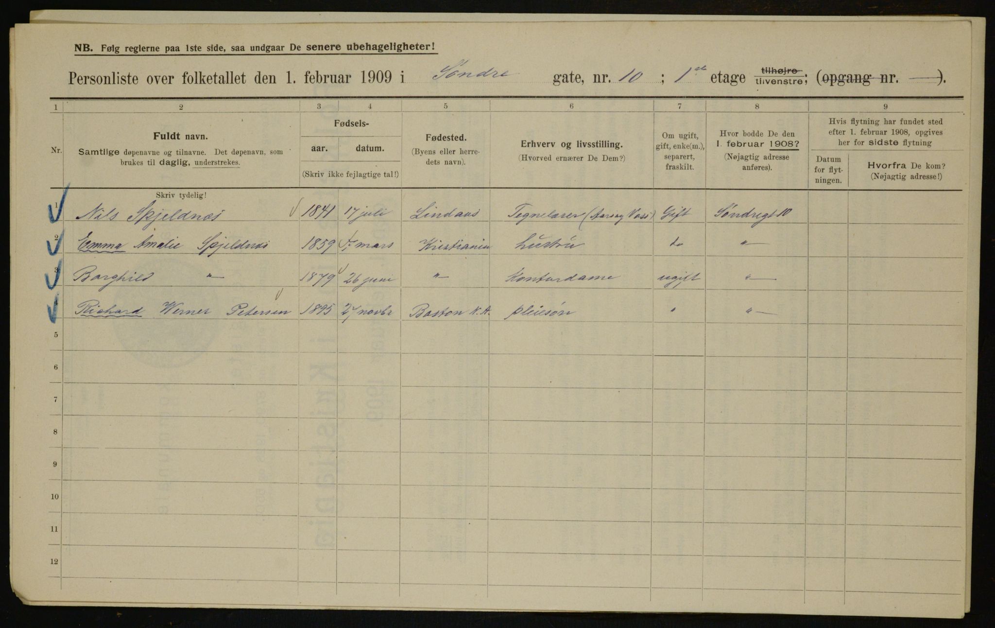 OBA, Municipal Census 1909 for Kristiania, 1909, p. 96407