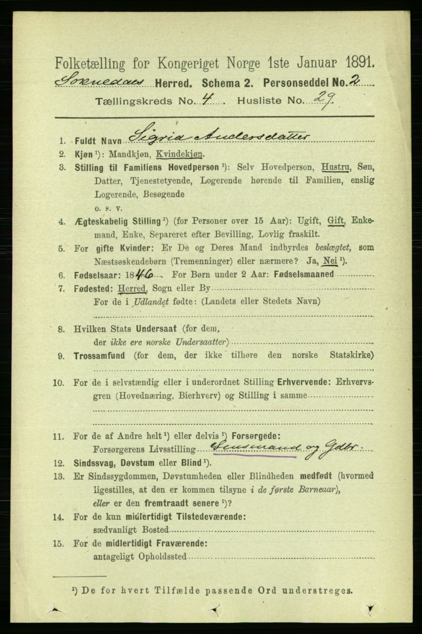 RA, 1891 census for 1649 Soknedal, 1891, p. 1778