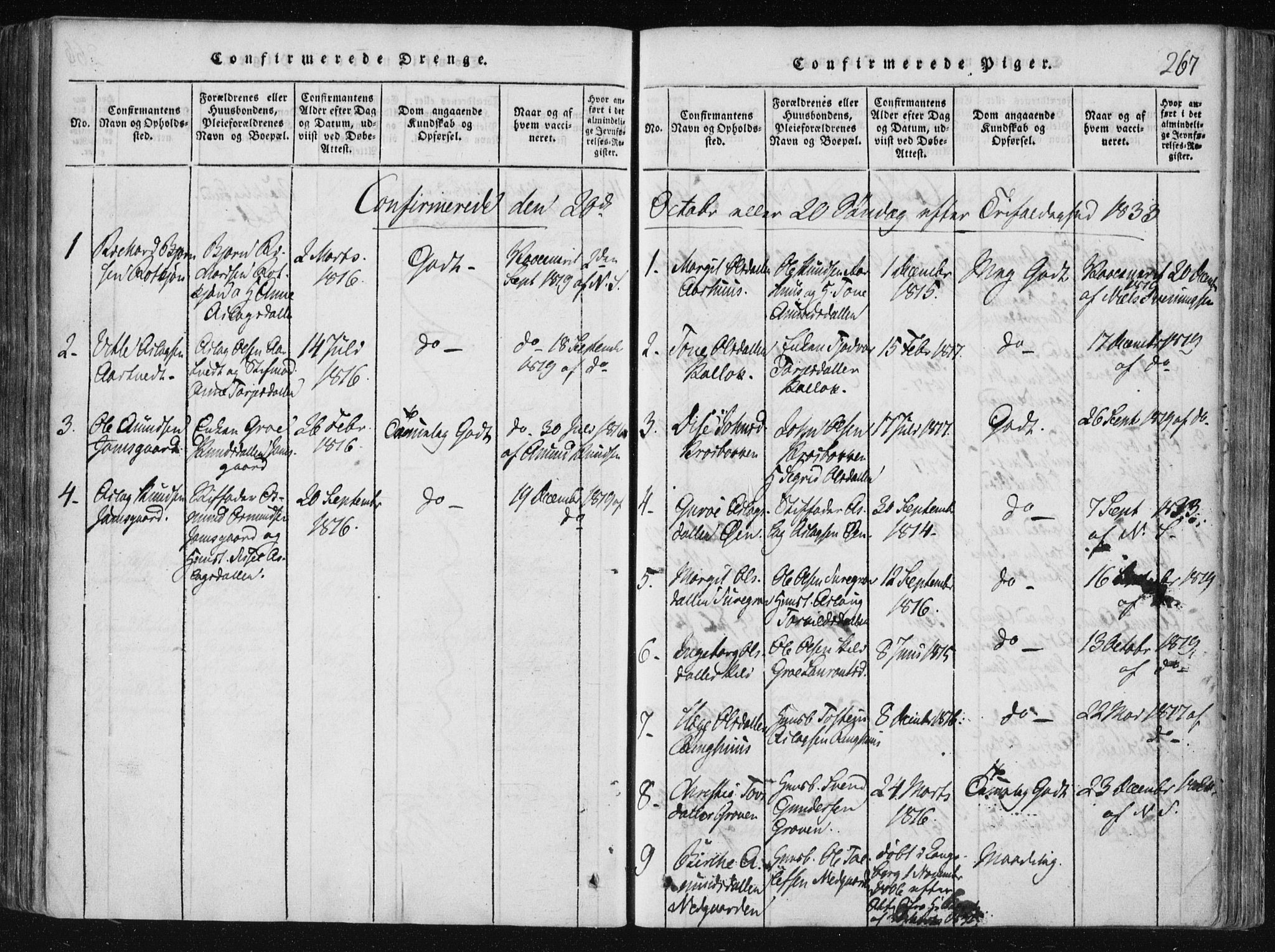 Vinje kirkebøker, SAKO/A-312/F/Fa/L0003: Parish register (official) no. I 3, 1814-1843, p. 267