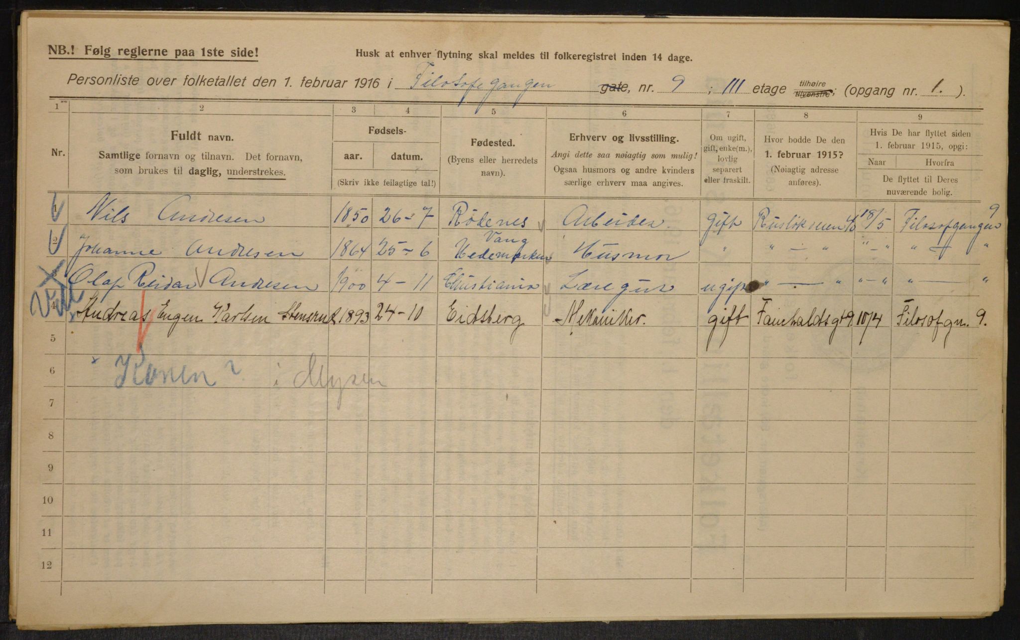 OBA, Municipal Census 1916 for Kristiania, 1916, p. 24655