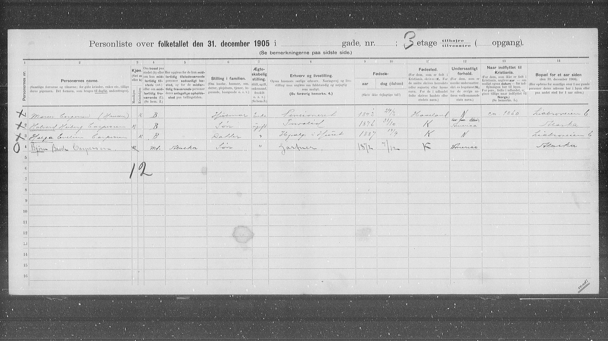 OBA, Municipal Census 1905 for Kristiania, 1905, p. 27942