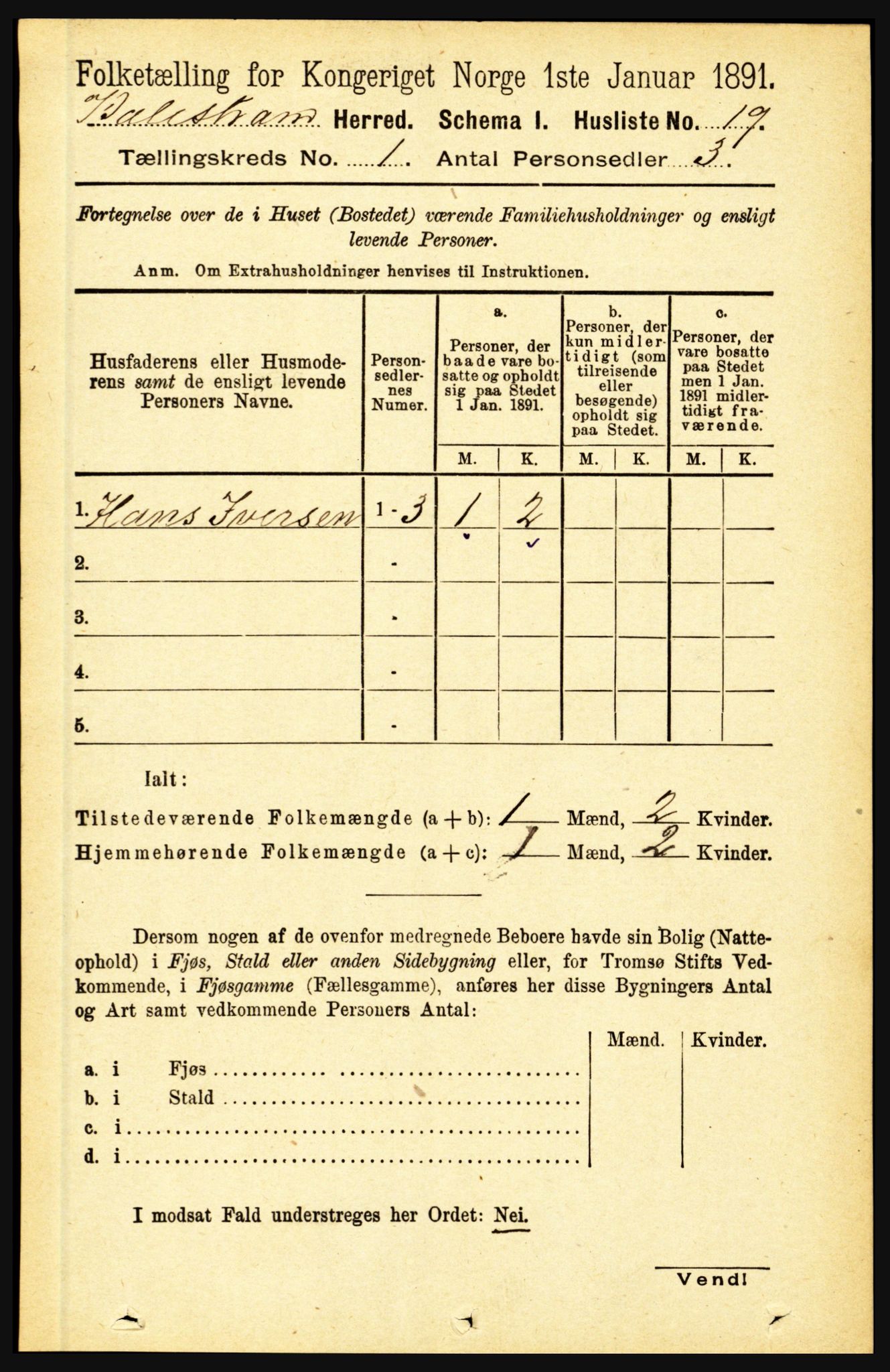 RA, 1891 census for 1418 Balestrand, 1891, p. 49