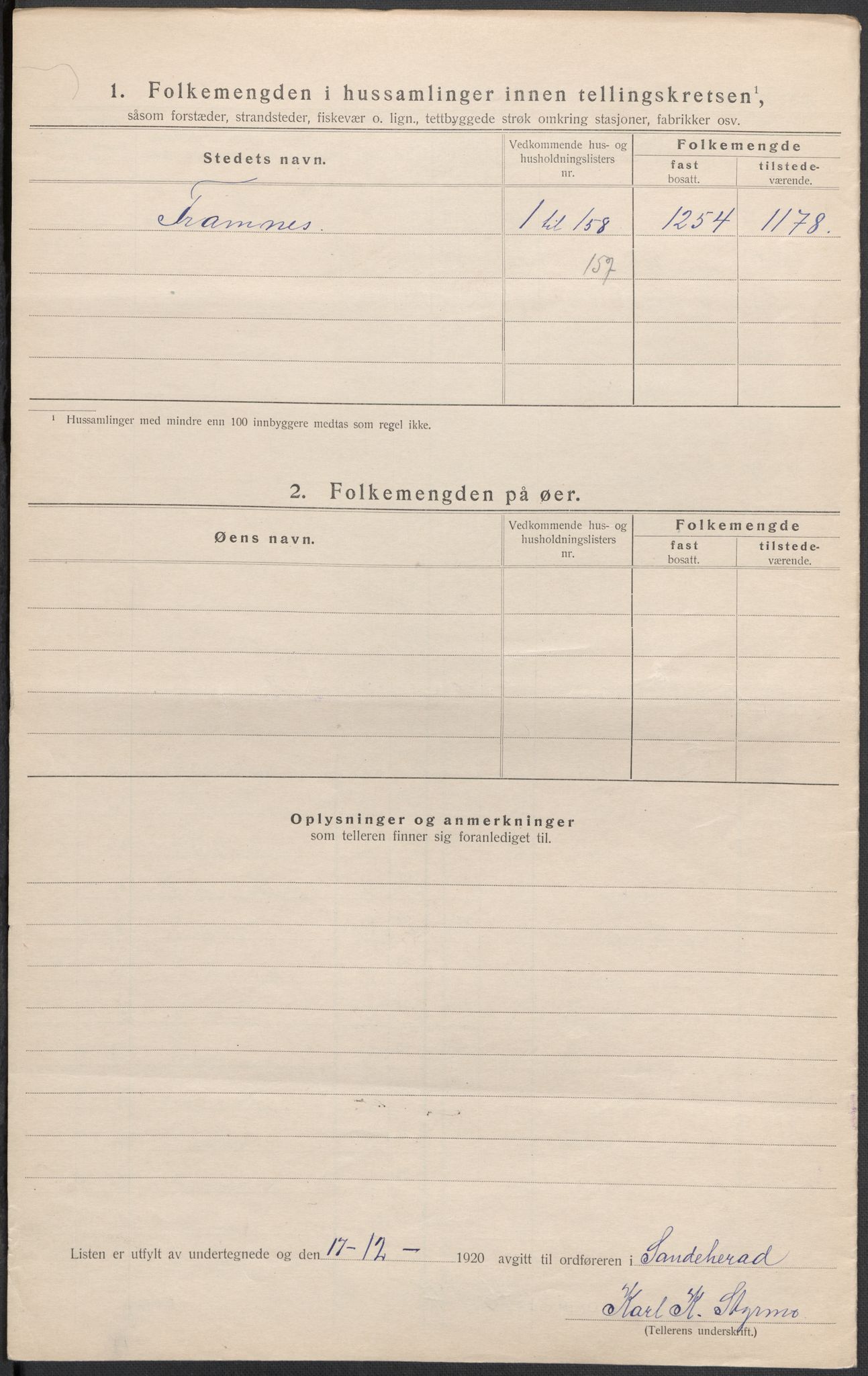 SAKO, 1920 census for Sandeherred, 1920, p. 56