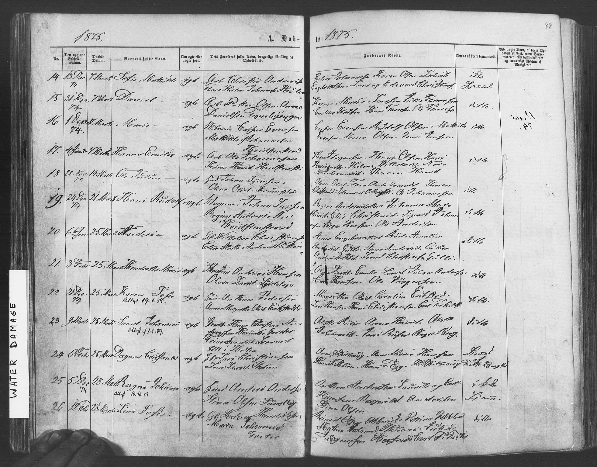 Vestby prestekontor Kirkebøker, SAO/A-10893/F/Fa/L0008: Parish register (official) no. I 8, 1863-1877, p. 88