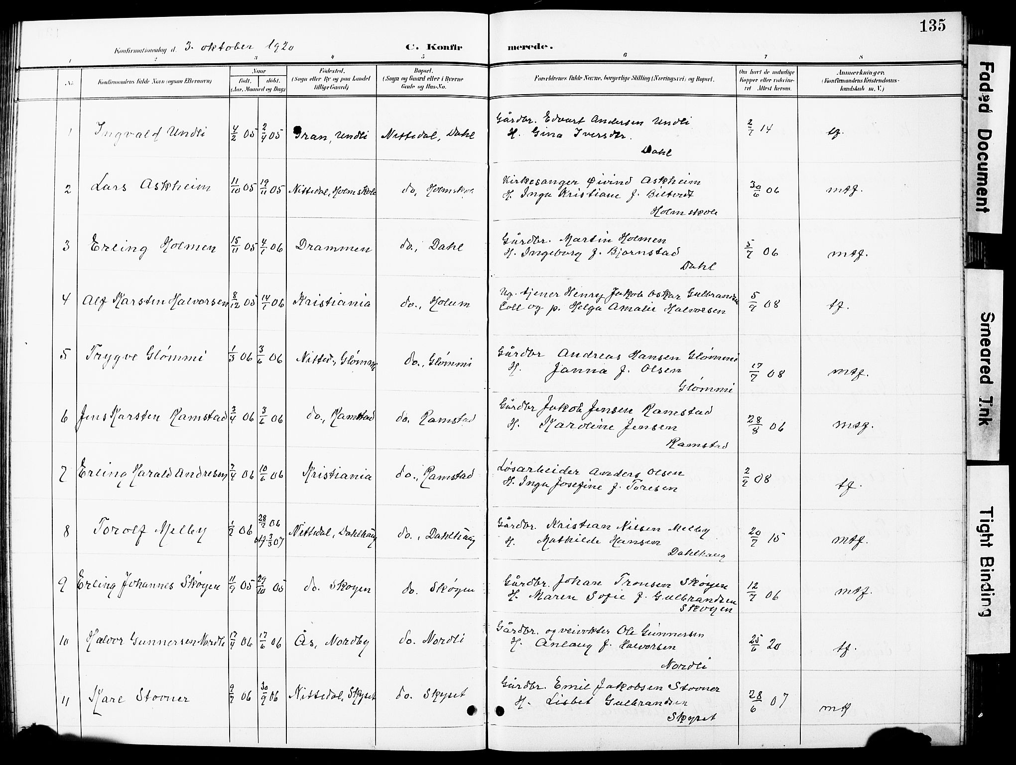 Nittedal prestekontor Kirkebøker, SAO/A-10365a/G/Ga/L0003: Parish register (copy) no. I 3, 1902-1929, p. 135
