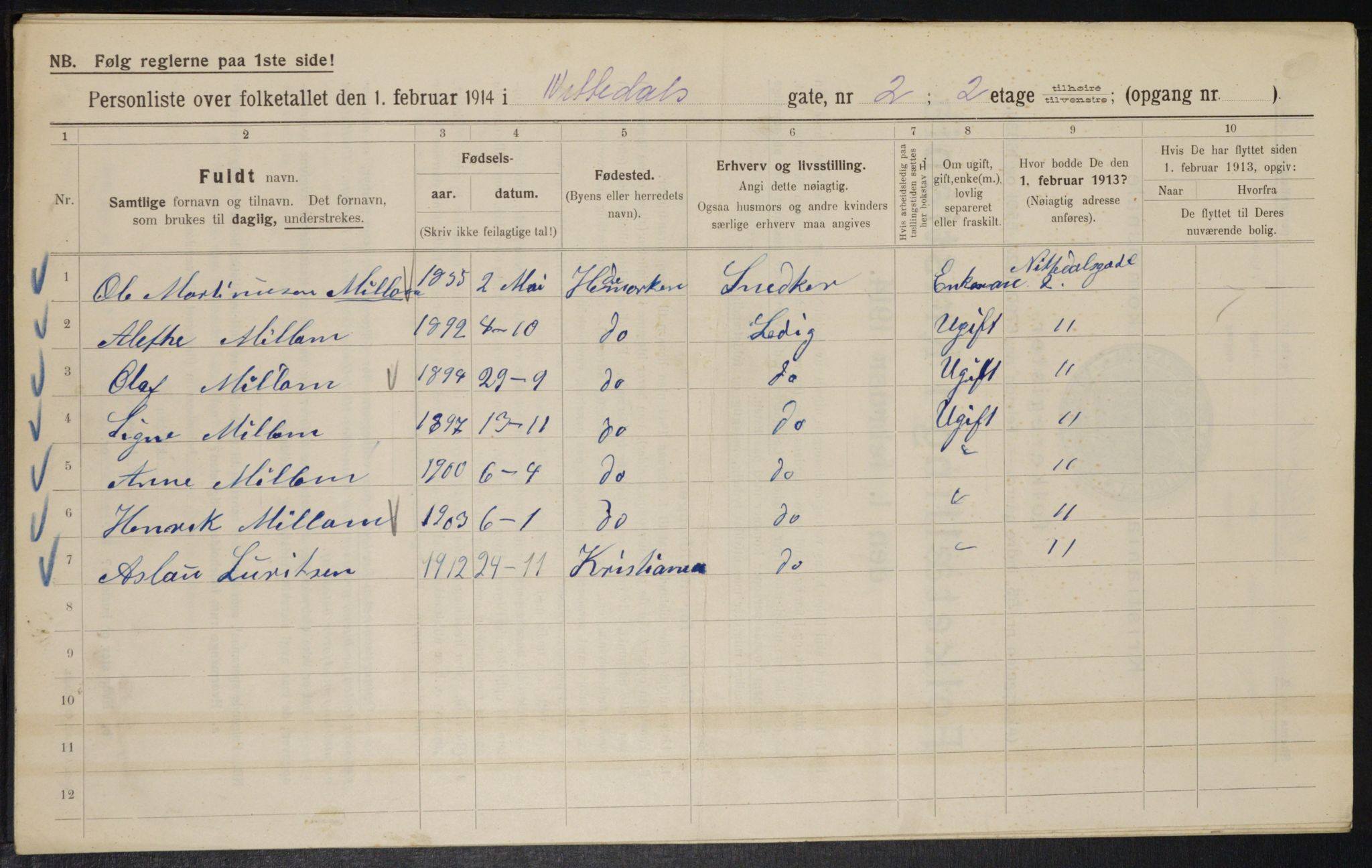 OBA, Municipal Census 1914 for Kristiania, 1914, p. 71223