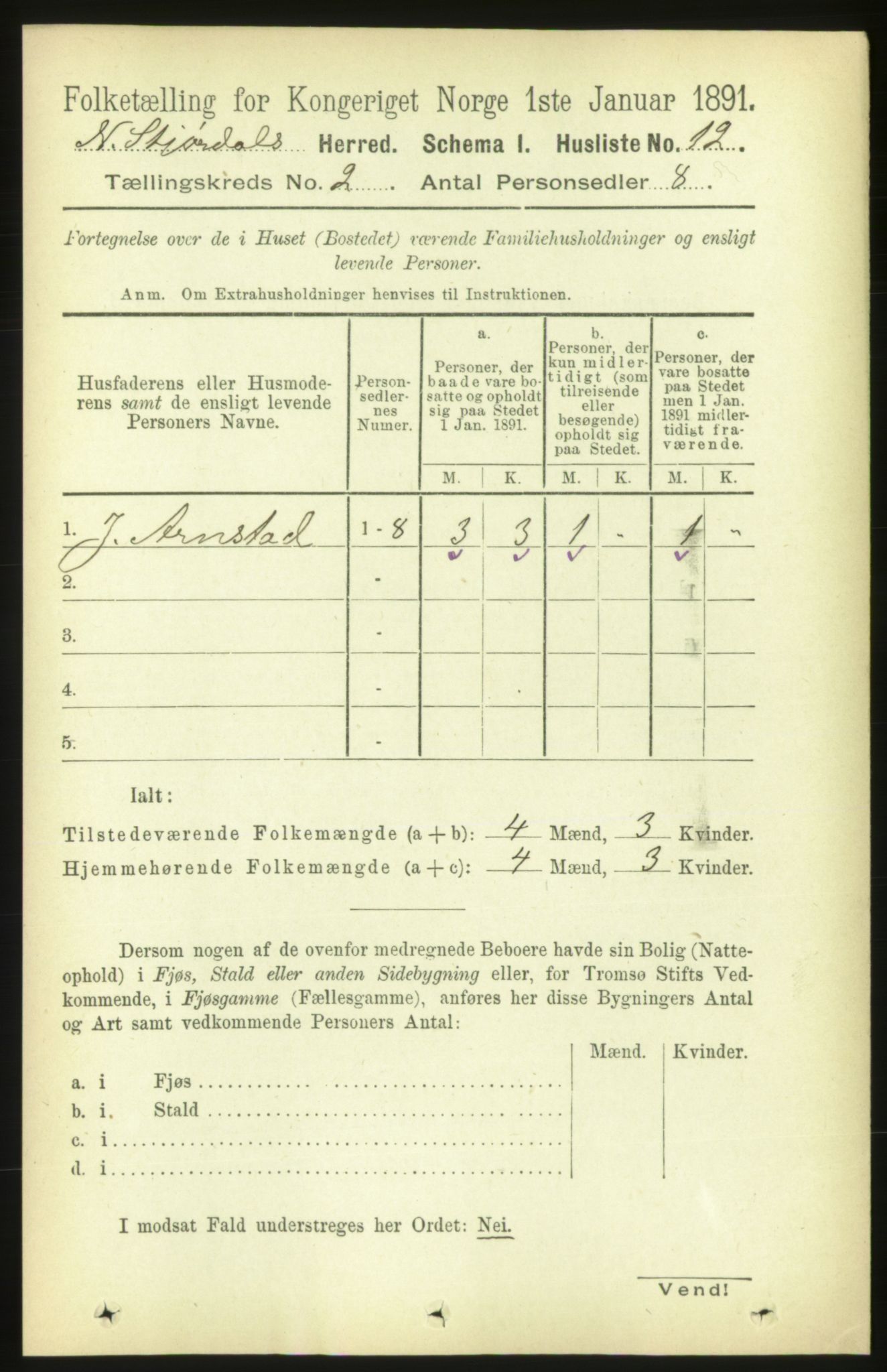 RA, 1891 census for 1714 Nedre Stjørdal, 1891, p. 407