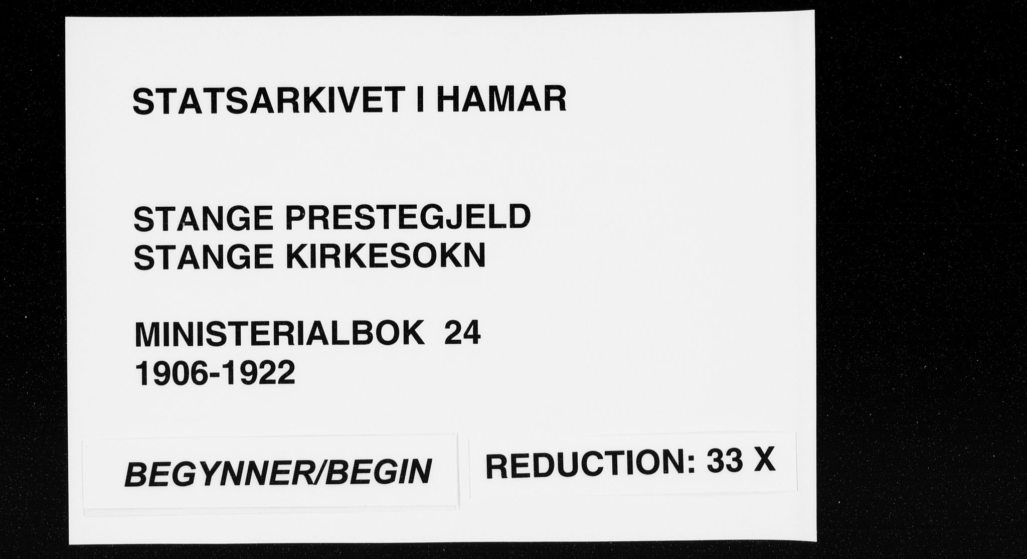 Stange prestekontor, SAH/PREST-002/K/L0024: Parish register (official) no. 24, 1906-1922