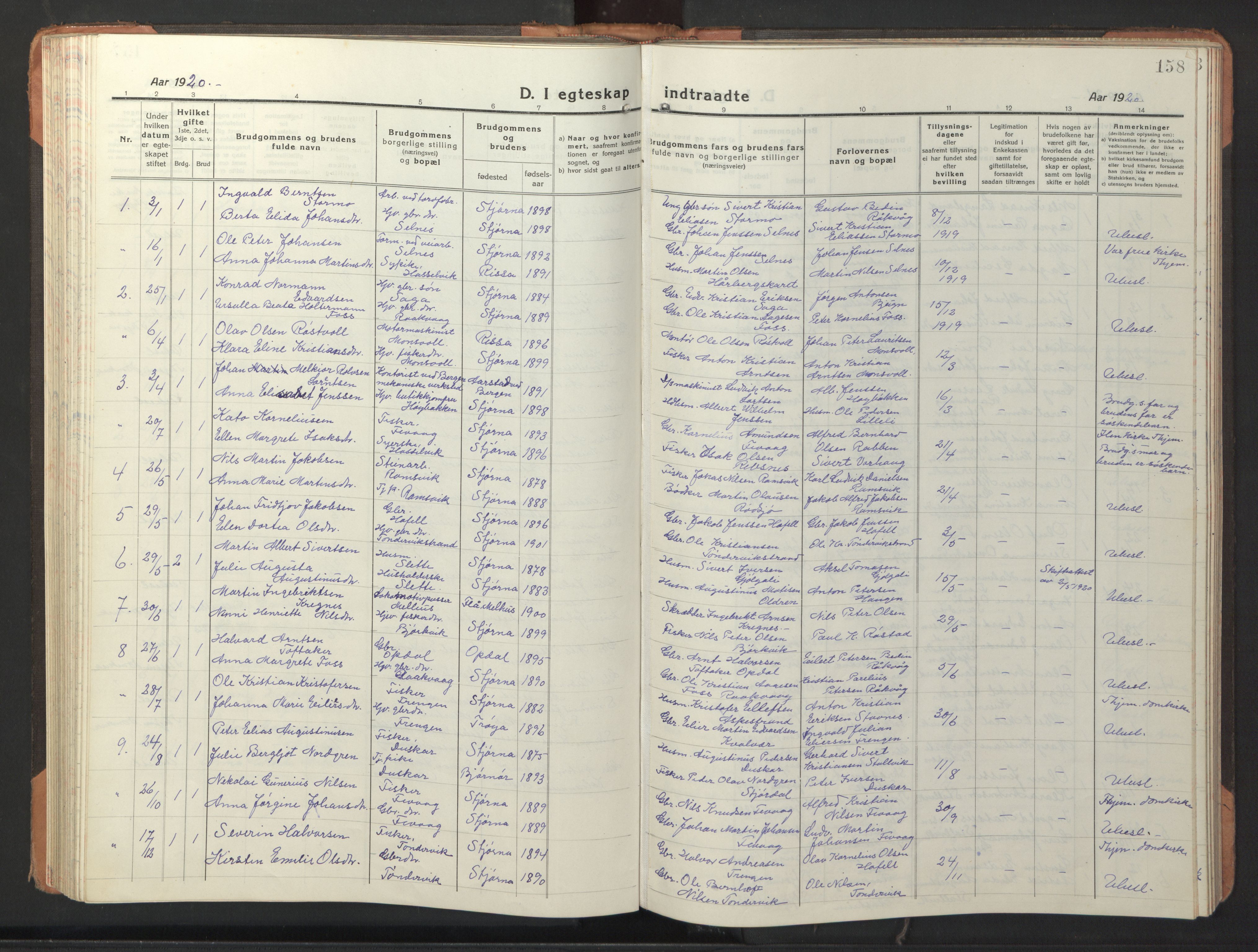 Ministerialprotokoller, klokkerbøker og fødselsregistre - Sør-Trøndelag, SAT/A-1456/653/L0658: Parish register (copy) no. 653C02, 1919-1947, p. 158