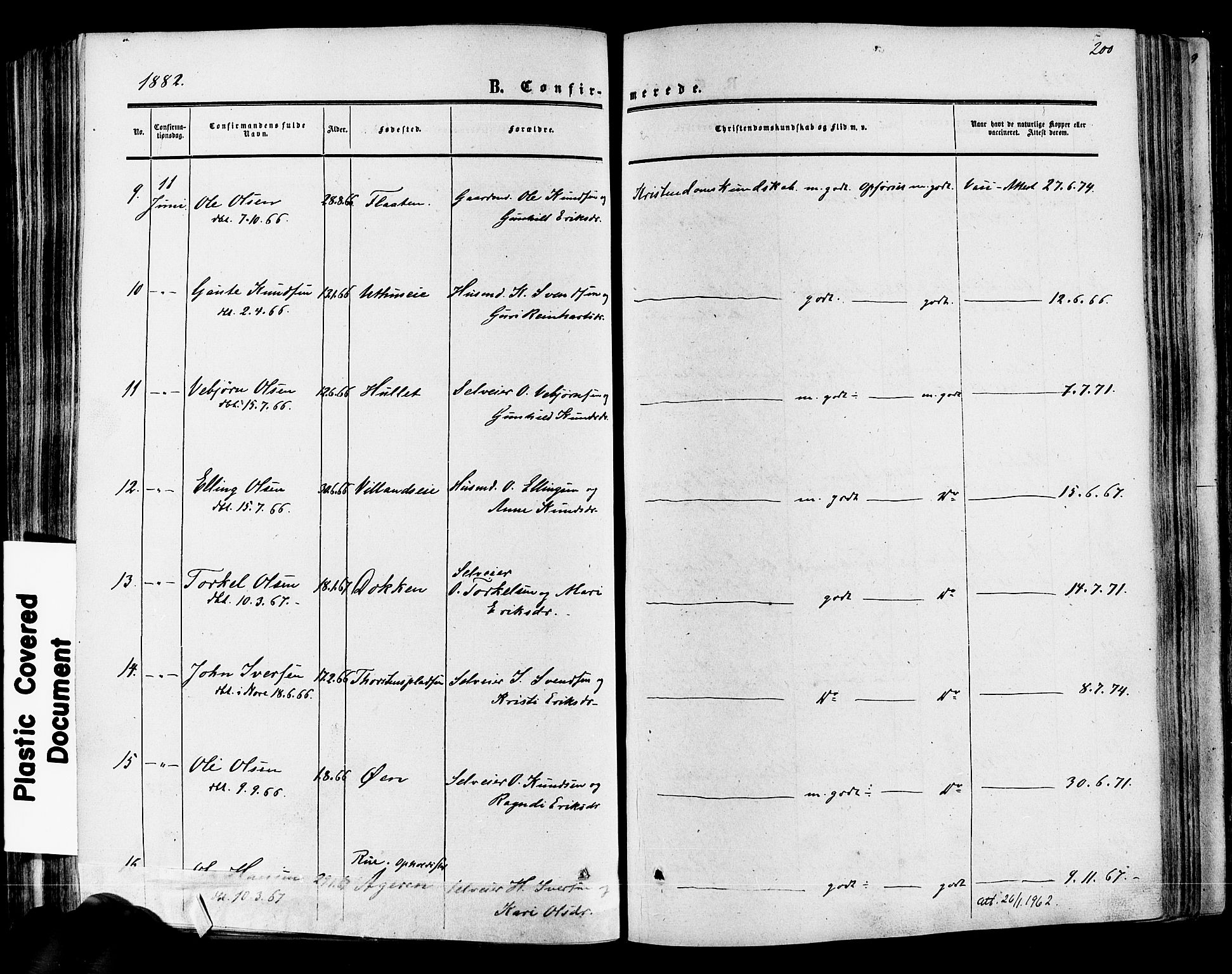 Hol kirkebøker, AV/SAKO-A-227/F/Fa/L0002: Parish register (official) no. I 2, 1870-1886, p. 200