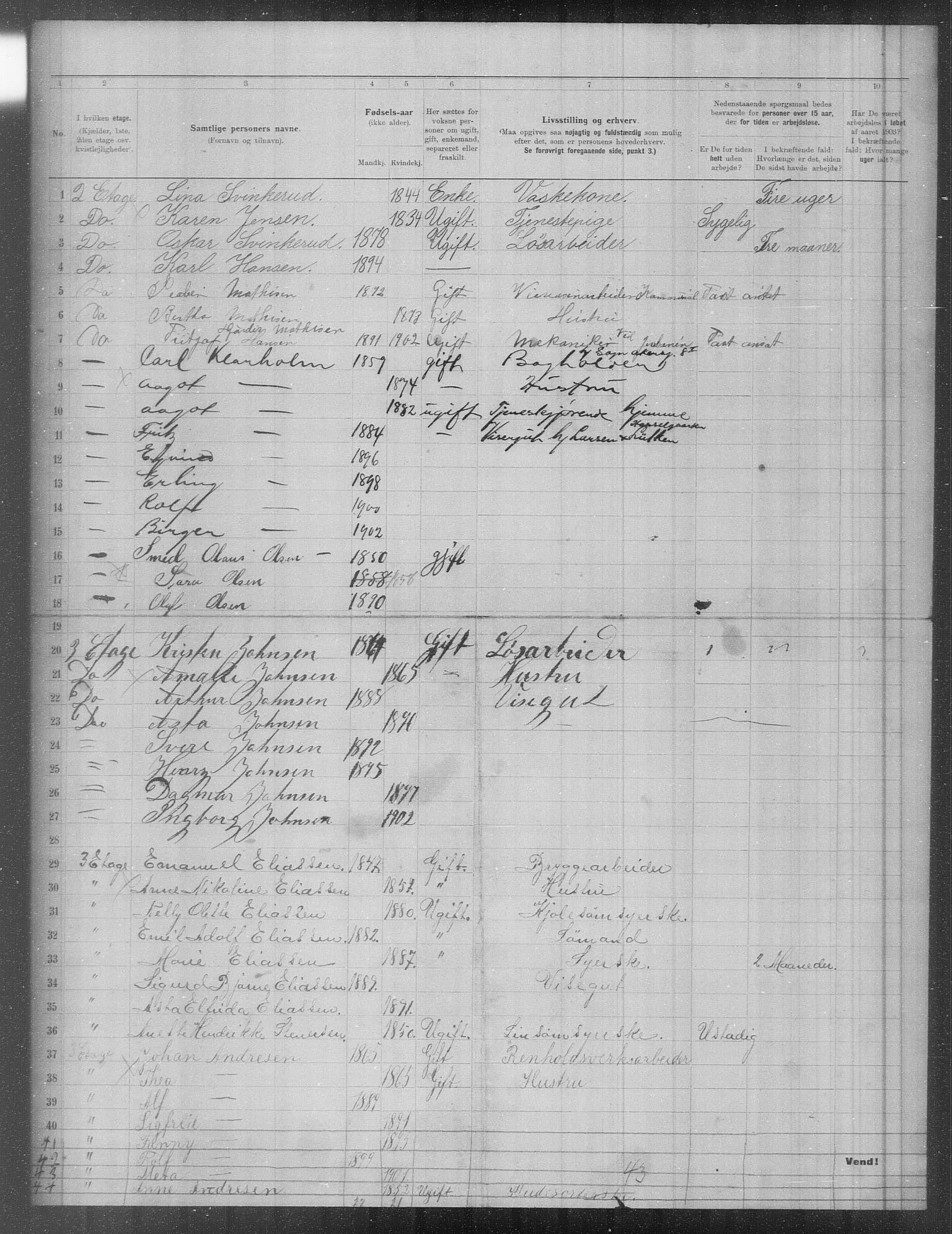 OBA, Municipal Census 1903 for Kristiania, 1903, p. 1827