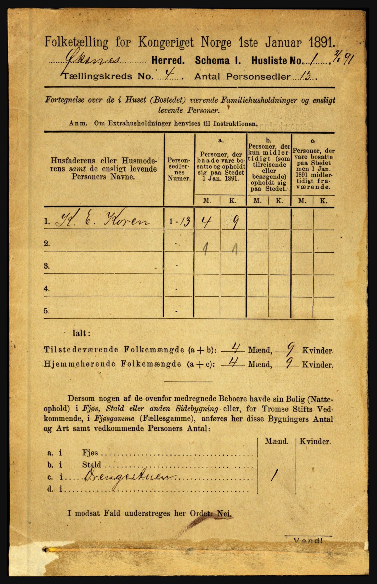 RA, 1891 census for 1868 Øksnes, 1891, p. 1630