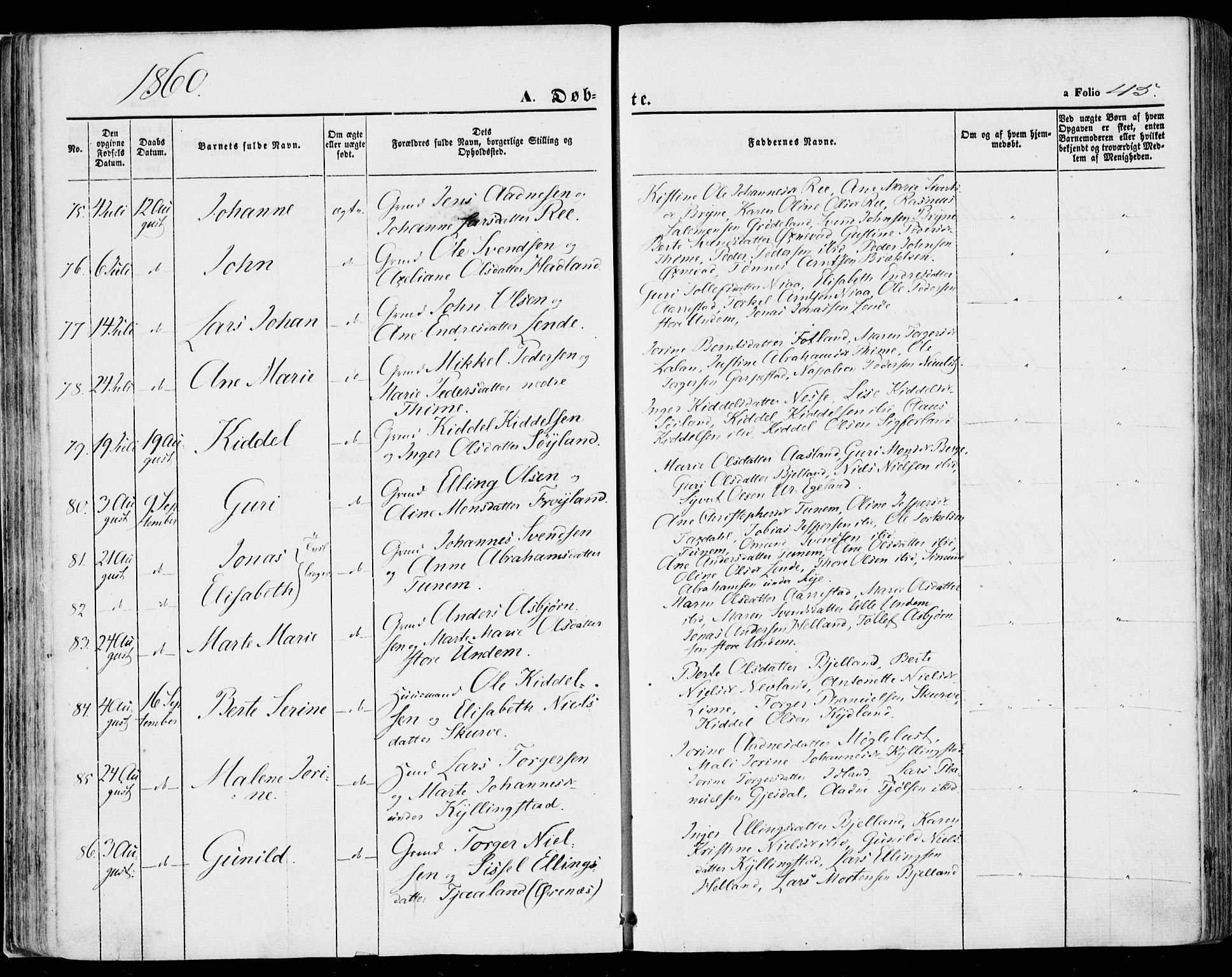 Lye sokneprestkontor, SAST/A-101794/001/30BA/L0007: Parish register (official) no. A 6, 1856-1871, p. 45