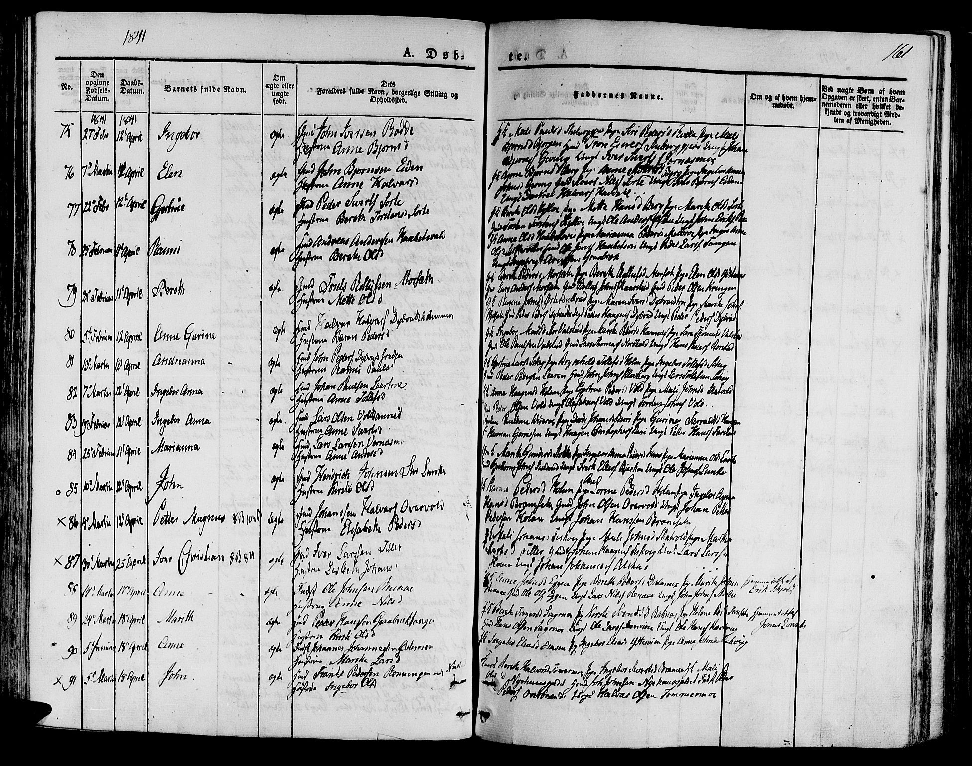Ministerialprotokoller, klokkerbøker og fødselsregistre - Nord-Trøndelag, SAT/A-1458/709/L0071: Parish register (official) no. 709A11, 1833-1844, p. 161