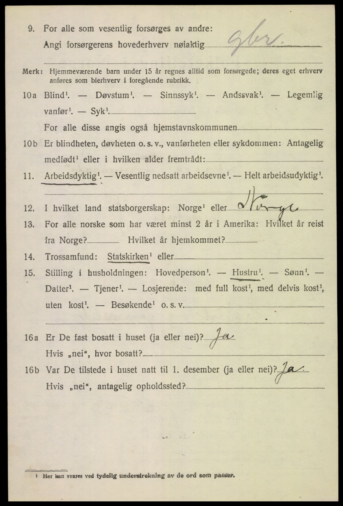 SAK, 1920 census for Gyland, 1920, p. 1985