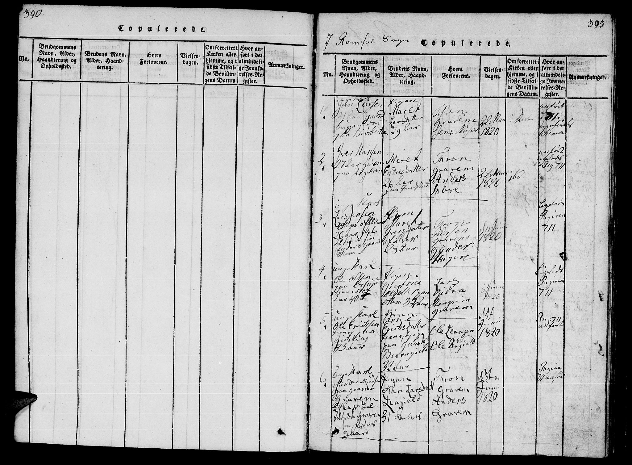 Ministerialprotokoller, klokkerbøker og fødselsregistre - Møre og Romsdal, SAT/A-1454/590/L1010: Parish register (official) no. 590A03 /2, 1820-1832, p. 390-395