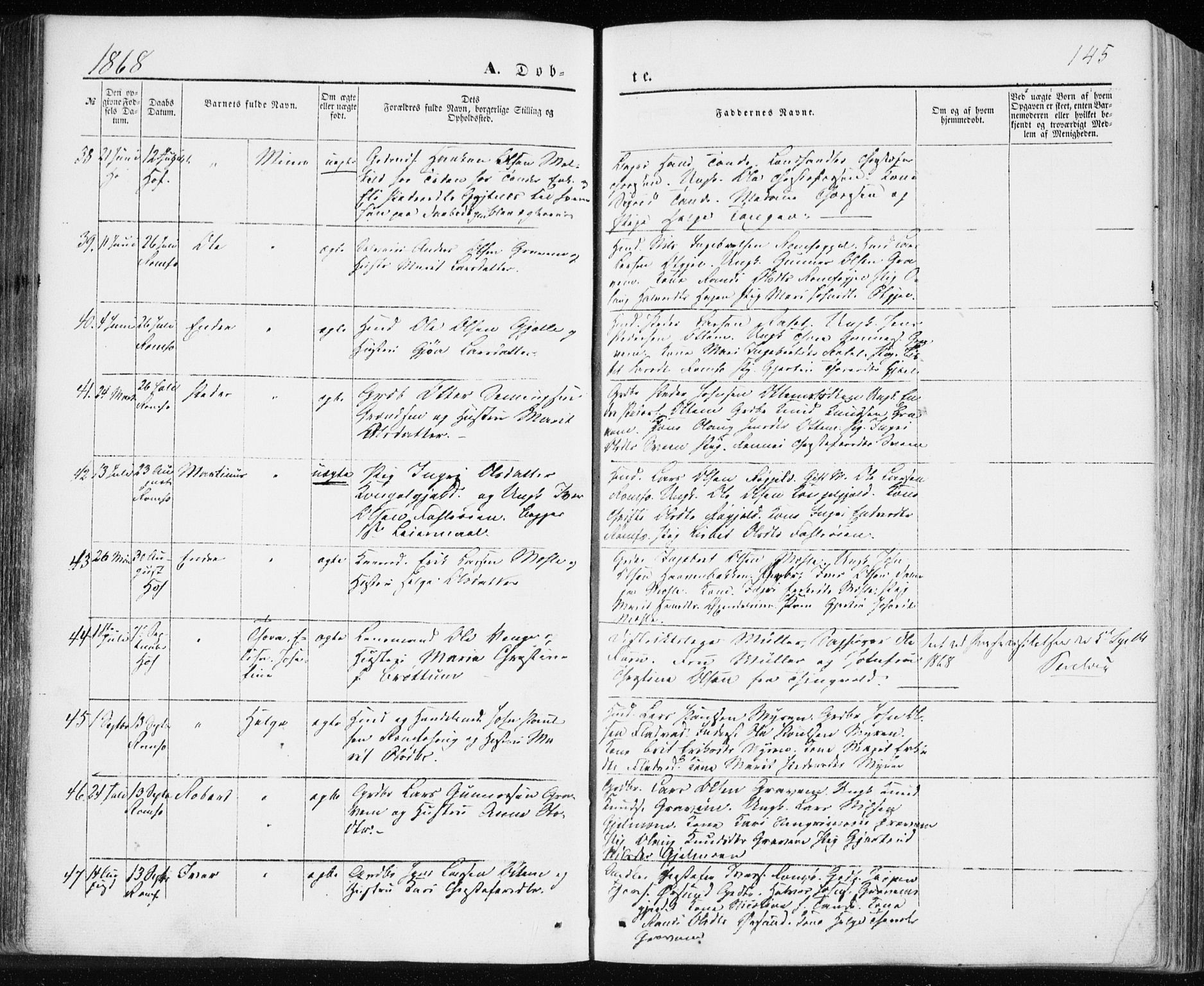 Ministerialprotokoller, klokkerbøker og fødselsregistre - Møre og Romsdal, AV/SAT-A-1454/590/L1013: Parish register (official) no. 590A05, 1847-1877, p. 145