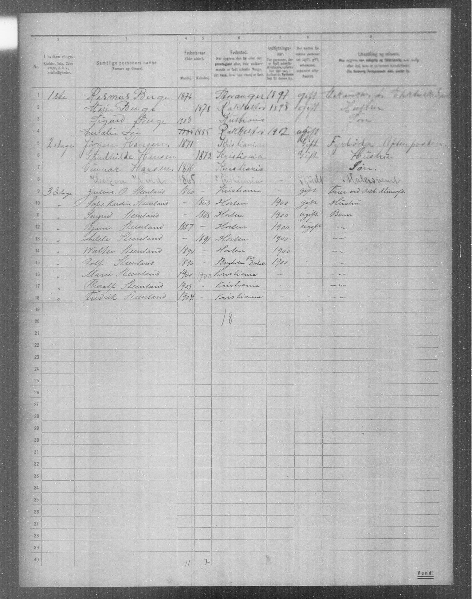 OBA, Municipal Census 1904 for Kristiania, 1904, p. 17461