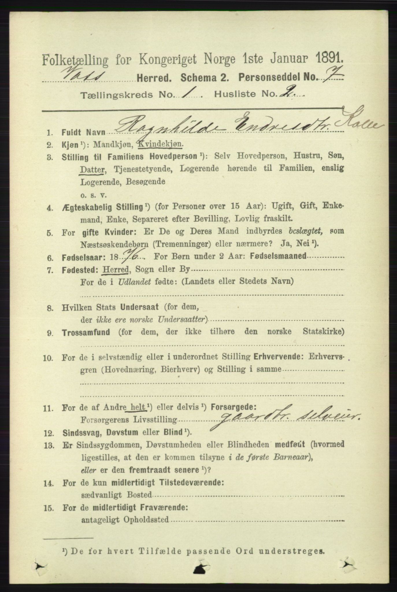 RA, 1891 census for 1235 Voss, 1891, p. 118