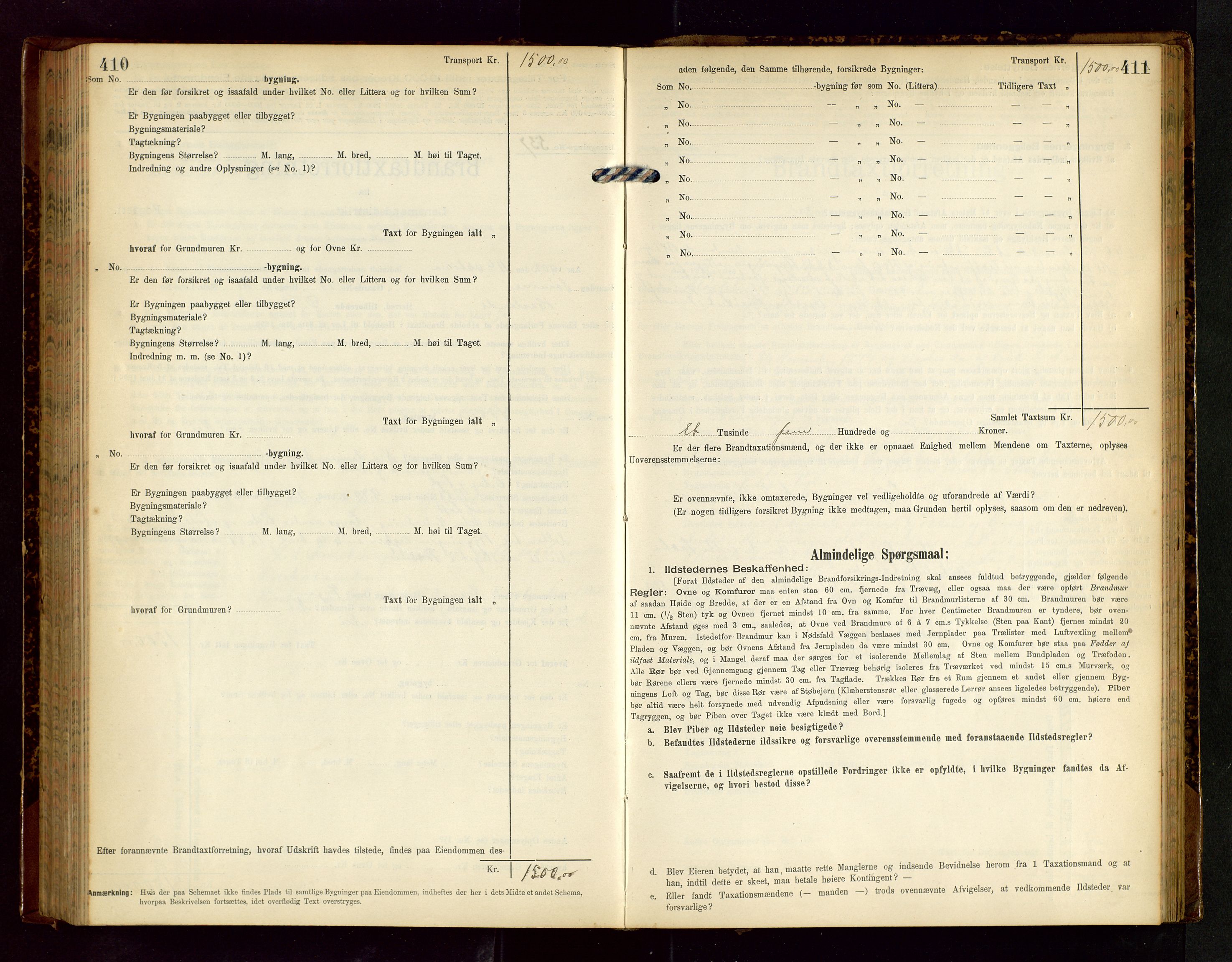 Håland lensmannskontor, SAST/A-100100/Gob/L0002: Branntakstprotokoll - skjematakst. Register i boken., 1902-1906, p. 410-411