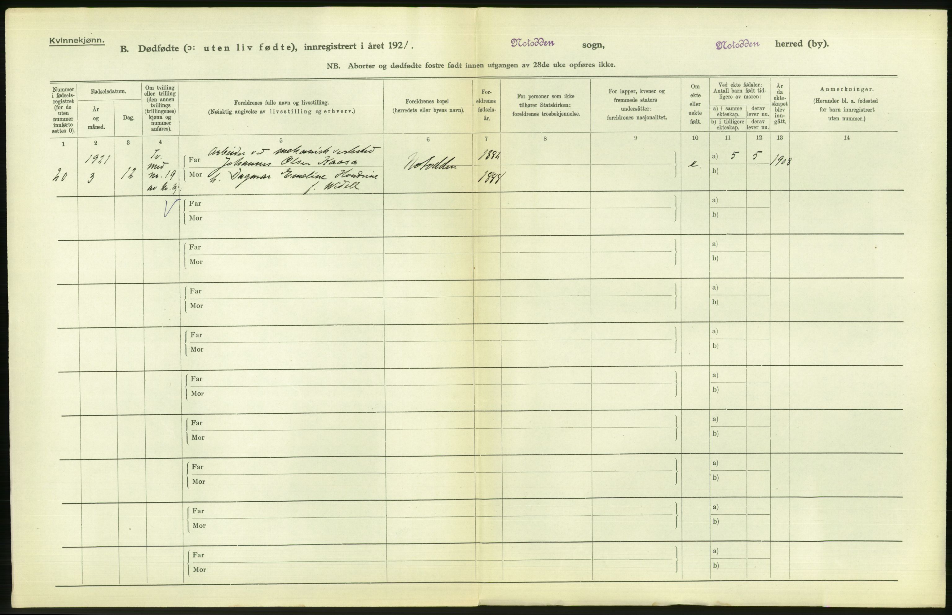 Statistisk sentralbyrå, Sosiodemografiske emner, Befolkning, AV/RA-S-2228/D/Df/Dfc/Dfca/L0024: Telemark fylke: Gifte, døde, dødfødte. Bygder og byer., 1921, p. 774