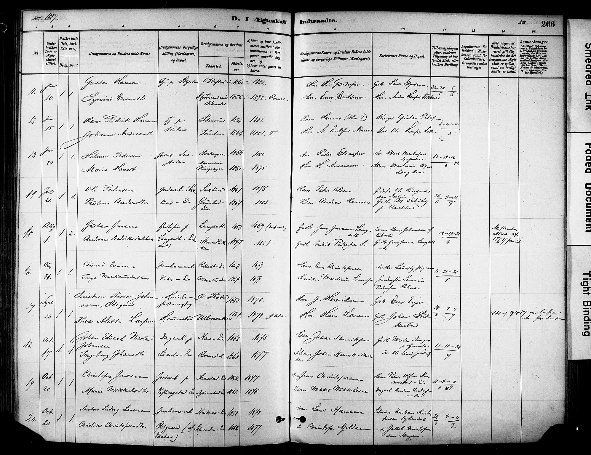 Stange prestekontor, AV/SAH-PREST-002/K/L0017: Parish register (official) no. 17, 1880-1893, p. 266