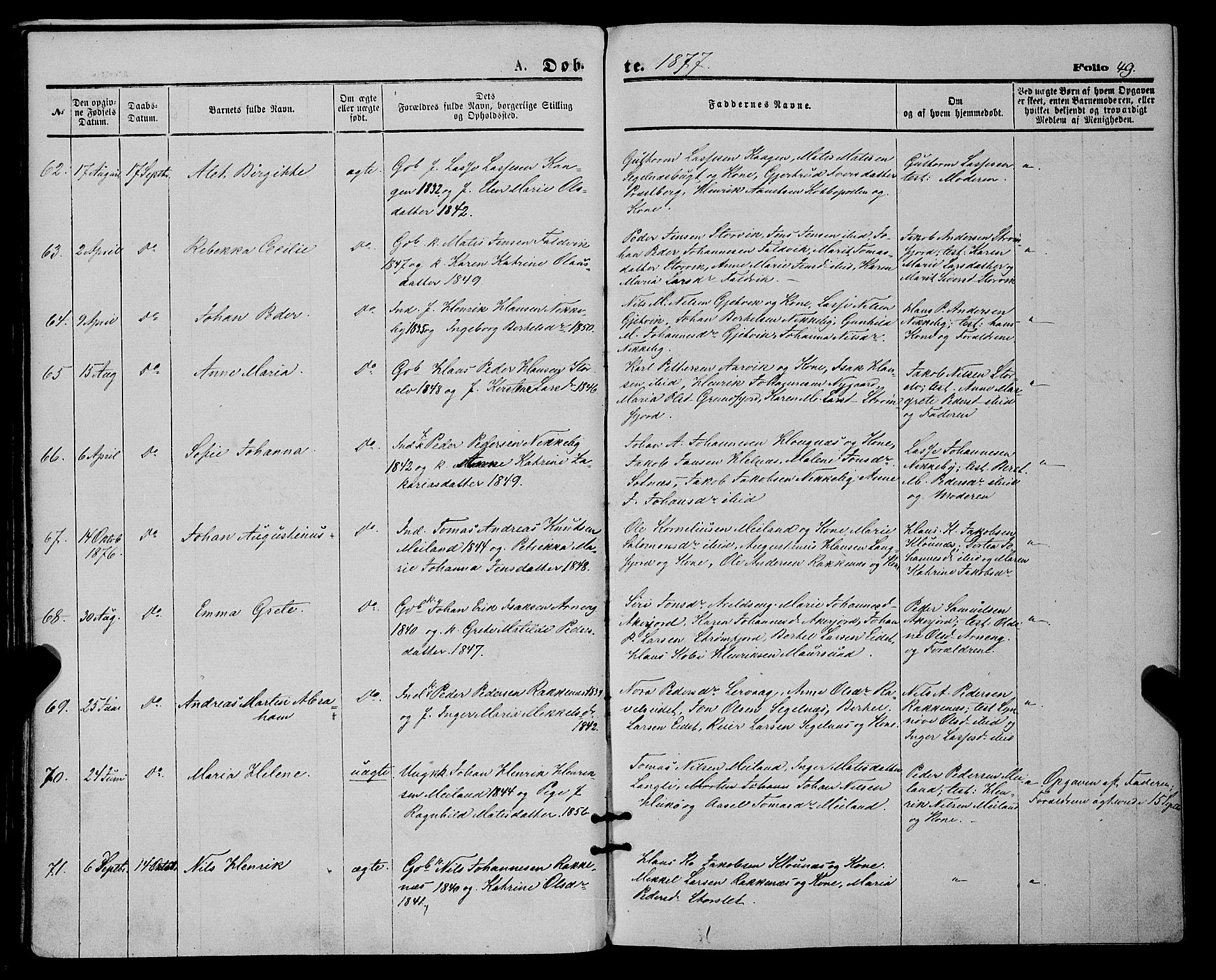 Skjervøy sokneprestkontor, SATØ/S-1300/H/Ha/Haa/L0008kirke: Parish register (official) no. 8, 1871-1877, p. 49