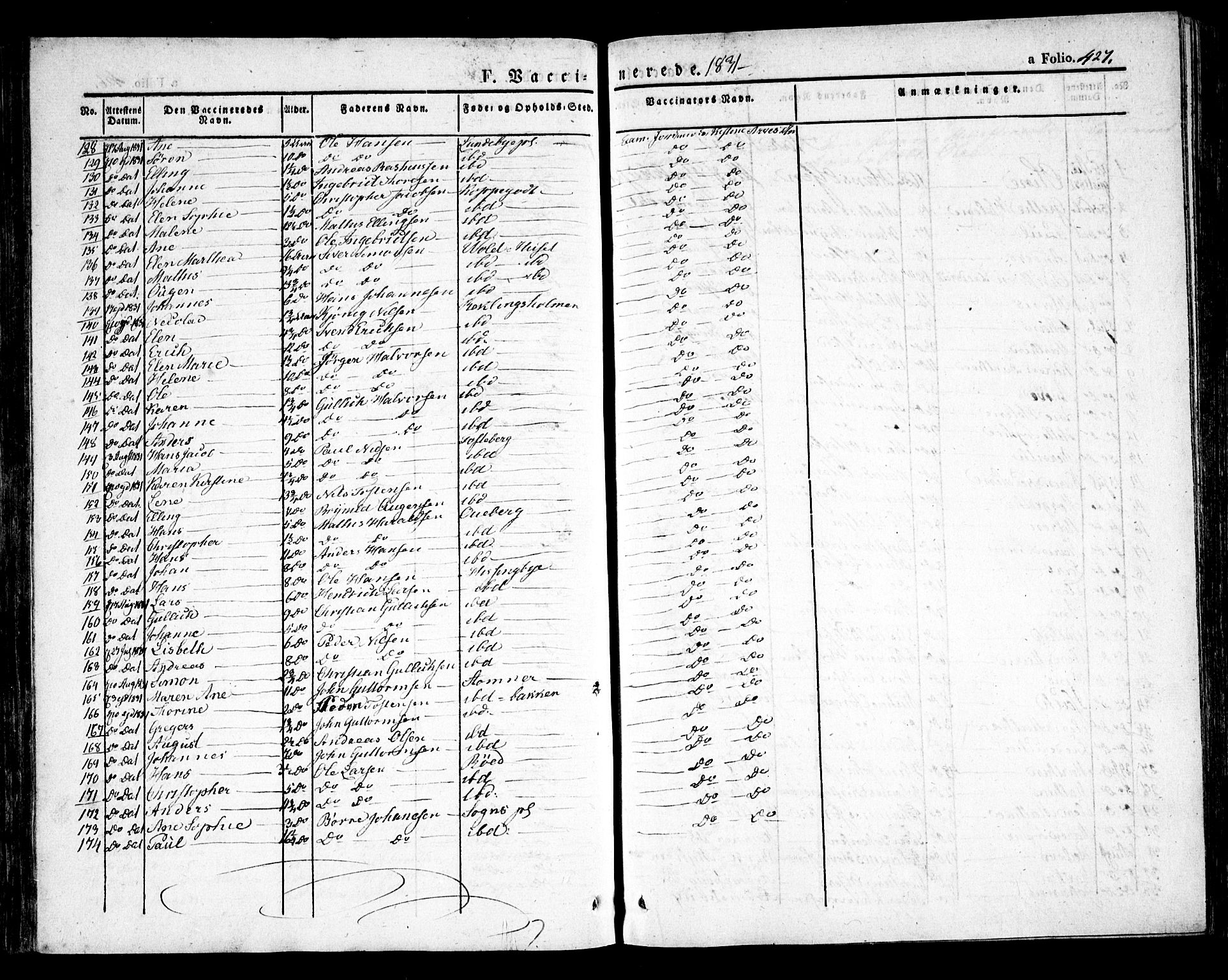 Råde prestekontor kirkebøker, SAO/A-2009/F/Fa/L0005: Parish register (official) no. 5, 1830-1853, p. 427