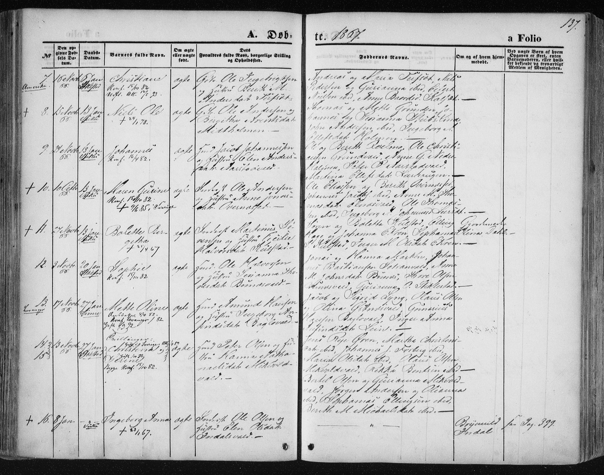 Ministerialprotokoller, klokkerbøker og fødselsregistre - Nord-Trøndelag, SAT/A-1458/723/L0241: Parish register (official) no. 723A10, 1860-1869, p. 137