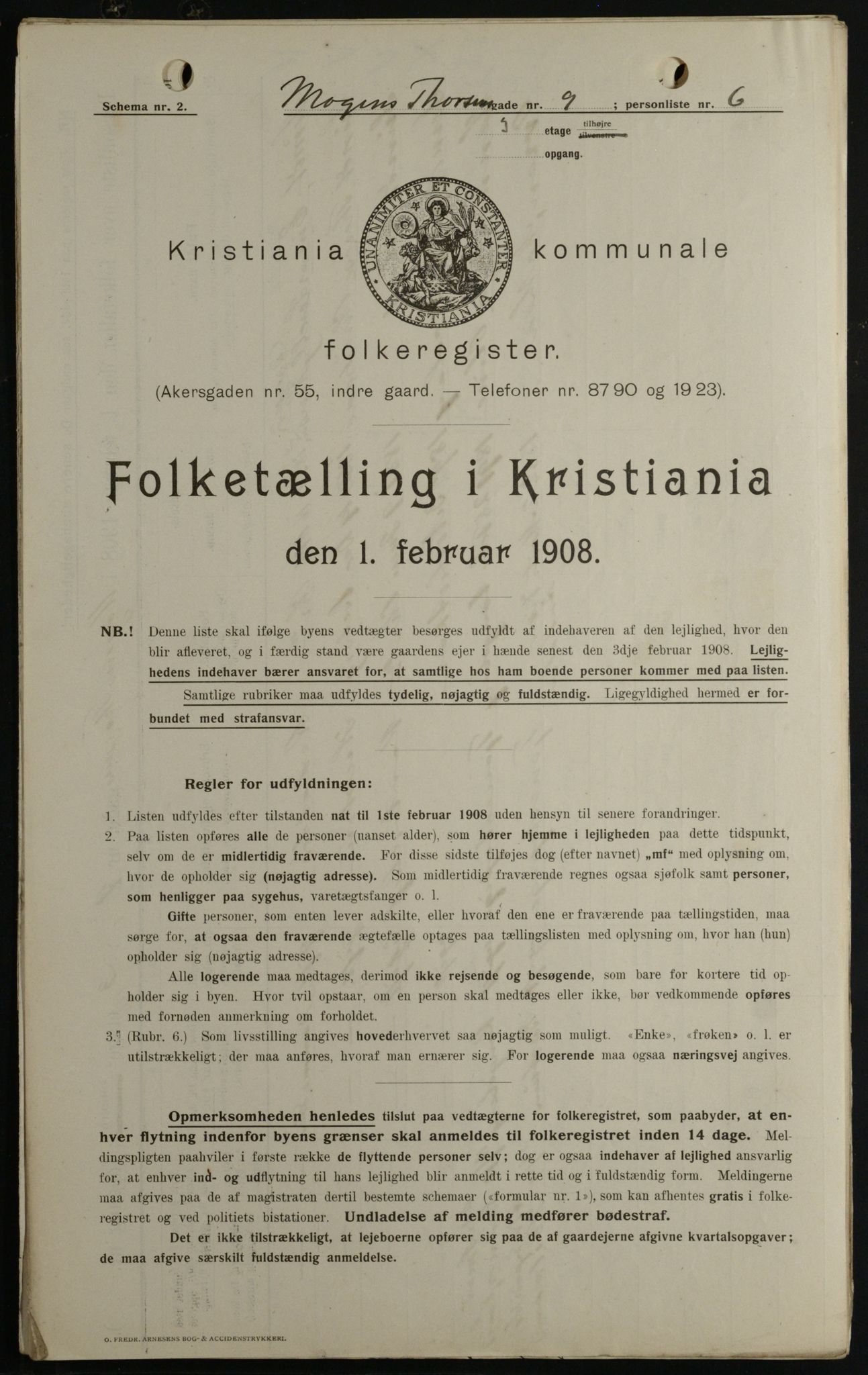 OBA, Municipal Census 1908 for Kristiania, 1908, p. 58805