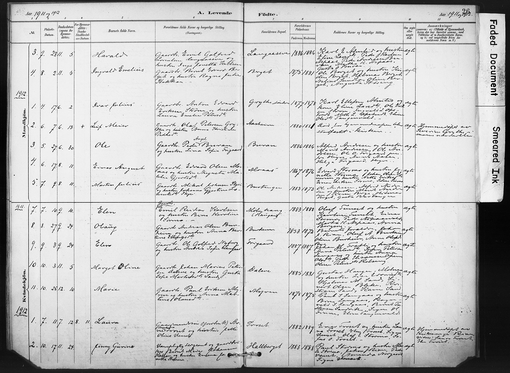 Ministerialprotokoller, klokkerbøker og fødselsregistre - Nord-Trøndelag, AV/SAT-A-1458/718/L0175: Parish register (official) no. 718A01, 1890-1923, p. 26