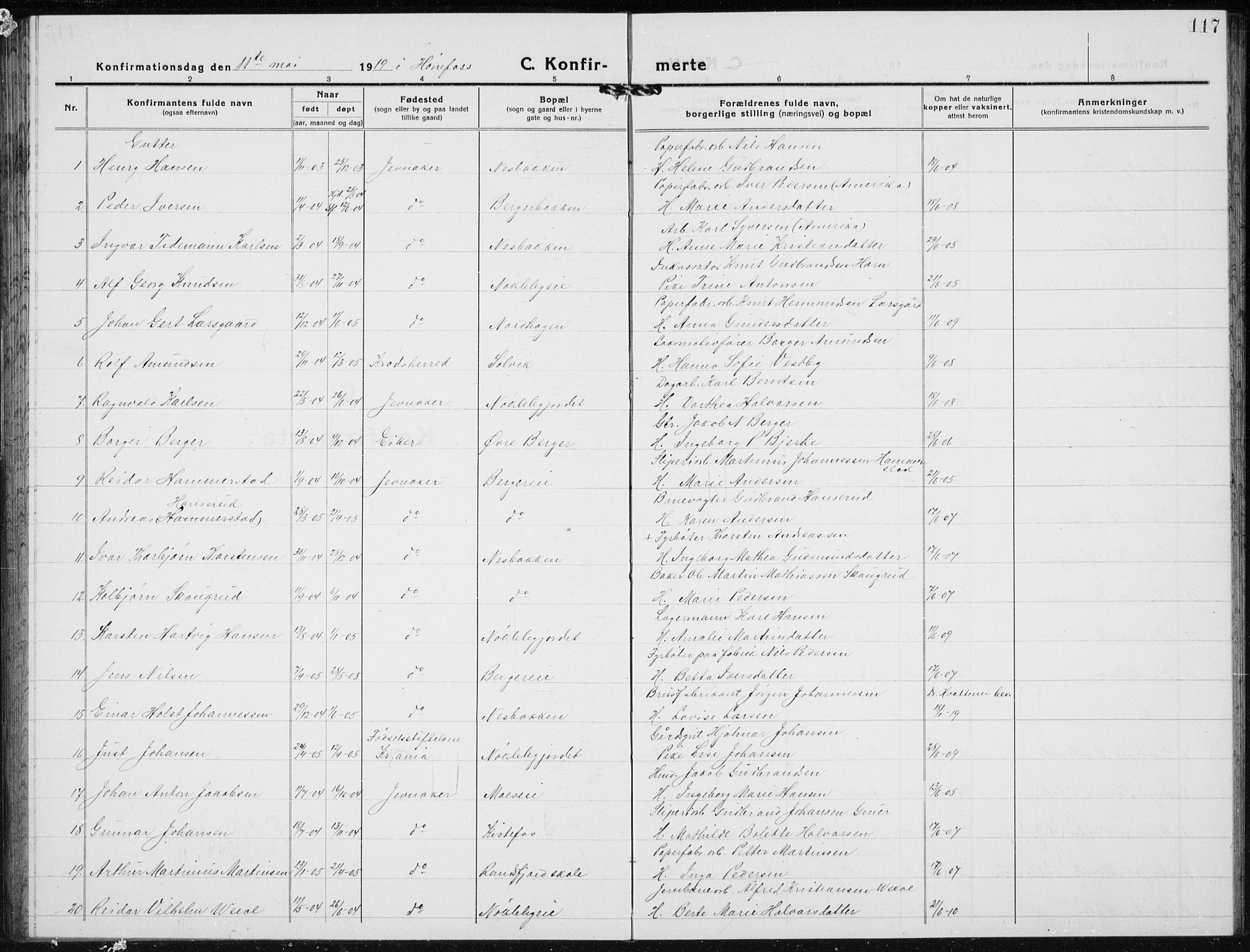 Jevnaker prestekontor, SAH/PREST-116/H/Ha/Hab/L0005: Parish register (copy) no. 5, 1919-1934, p. 117